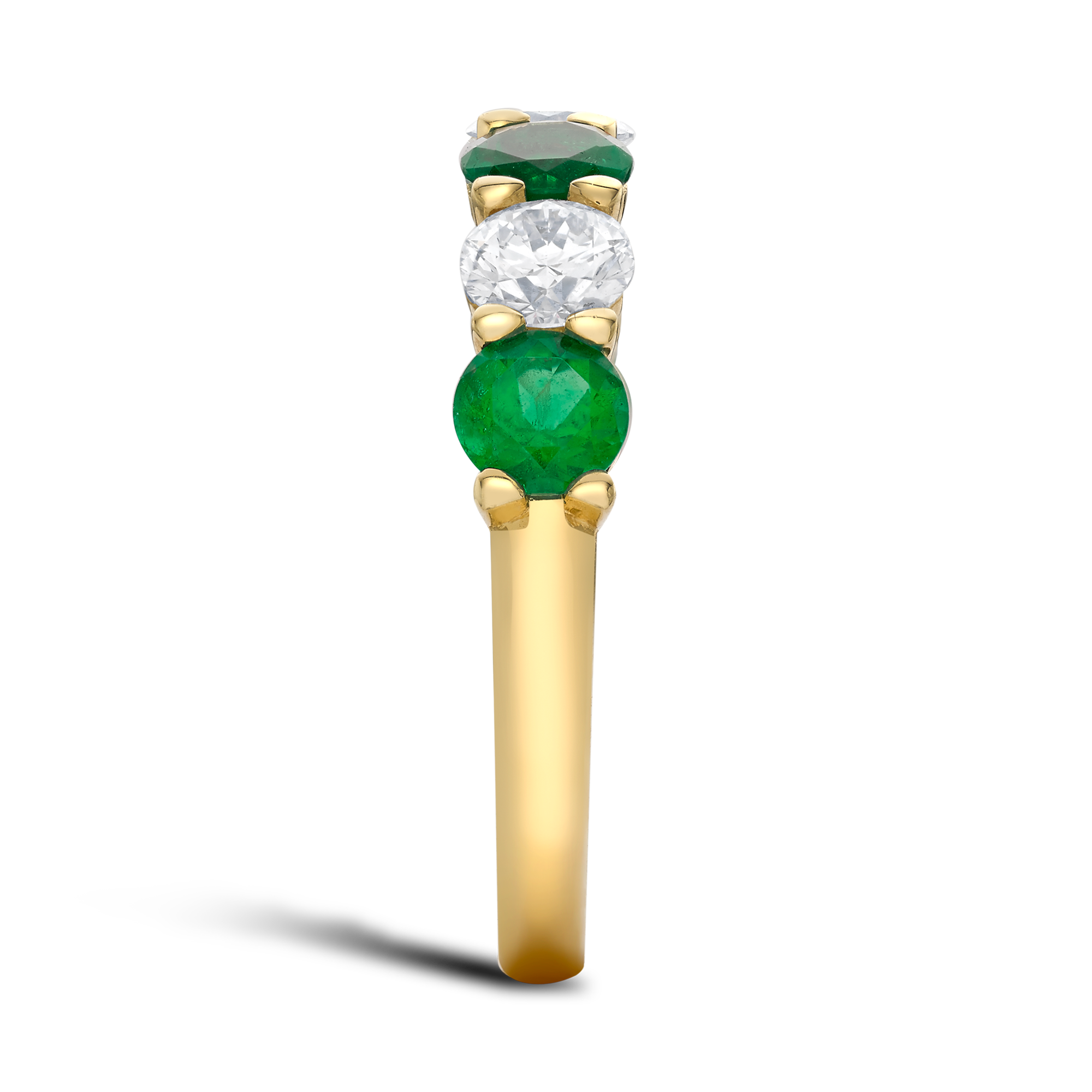 Seven Stone Emerald and Diamond  Ring Round Brilliant, Claw Set_4