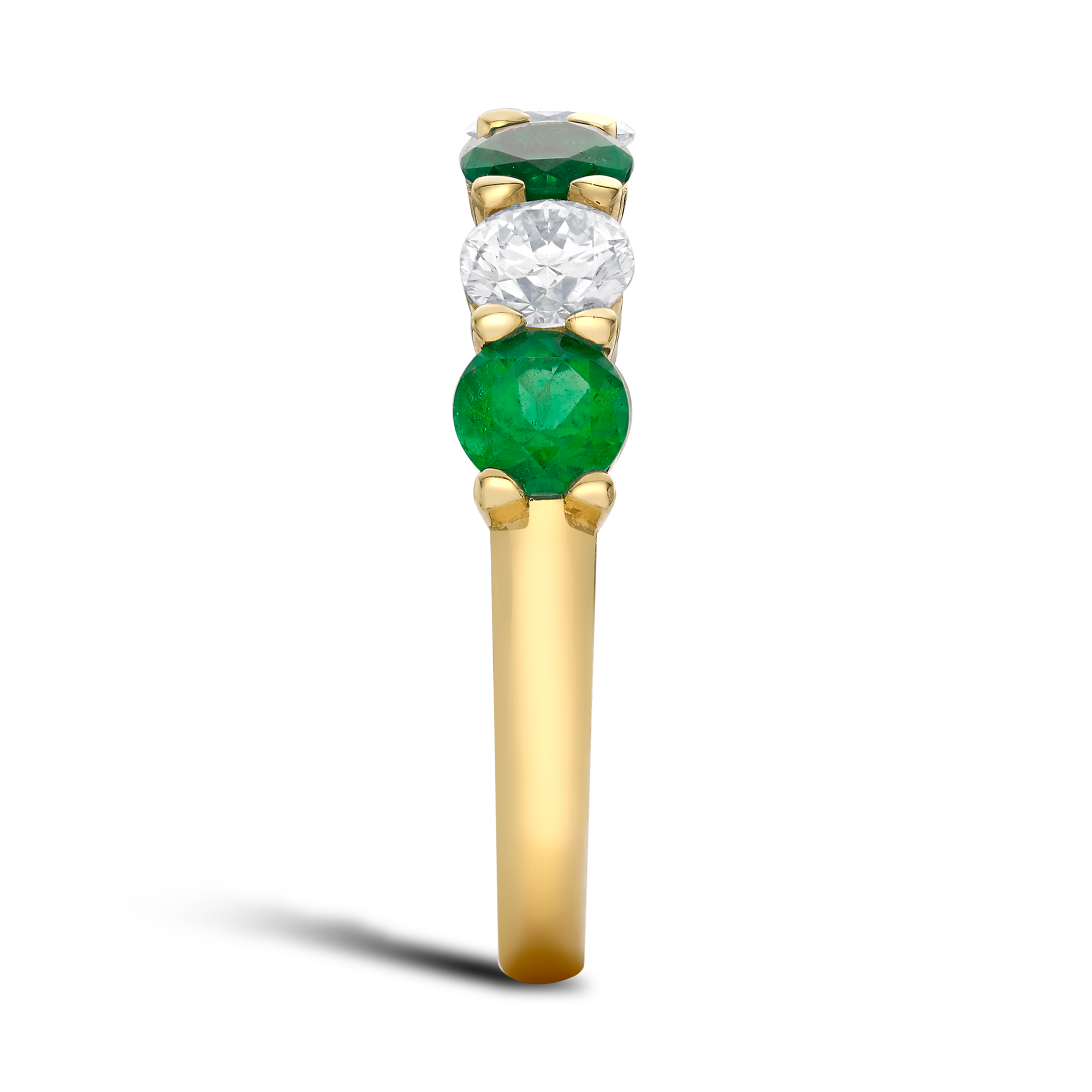 Seven Stone Emerald and Diamond  Ring Round Brilliant, Claw Set_4