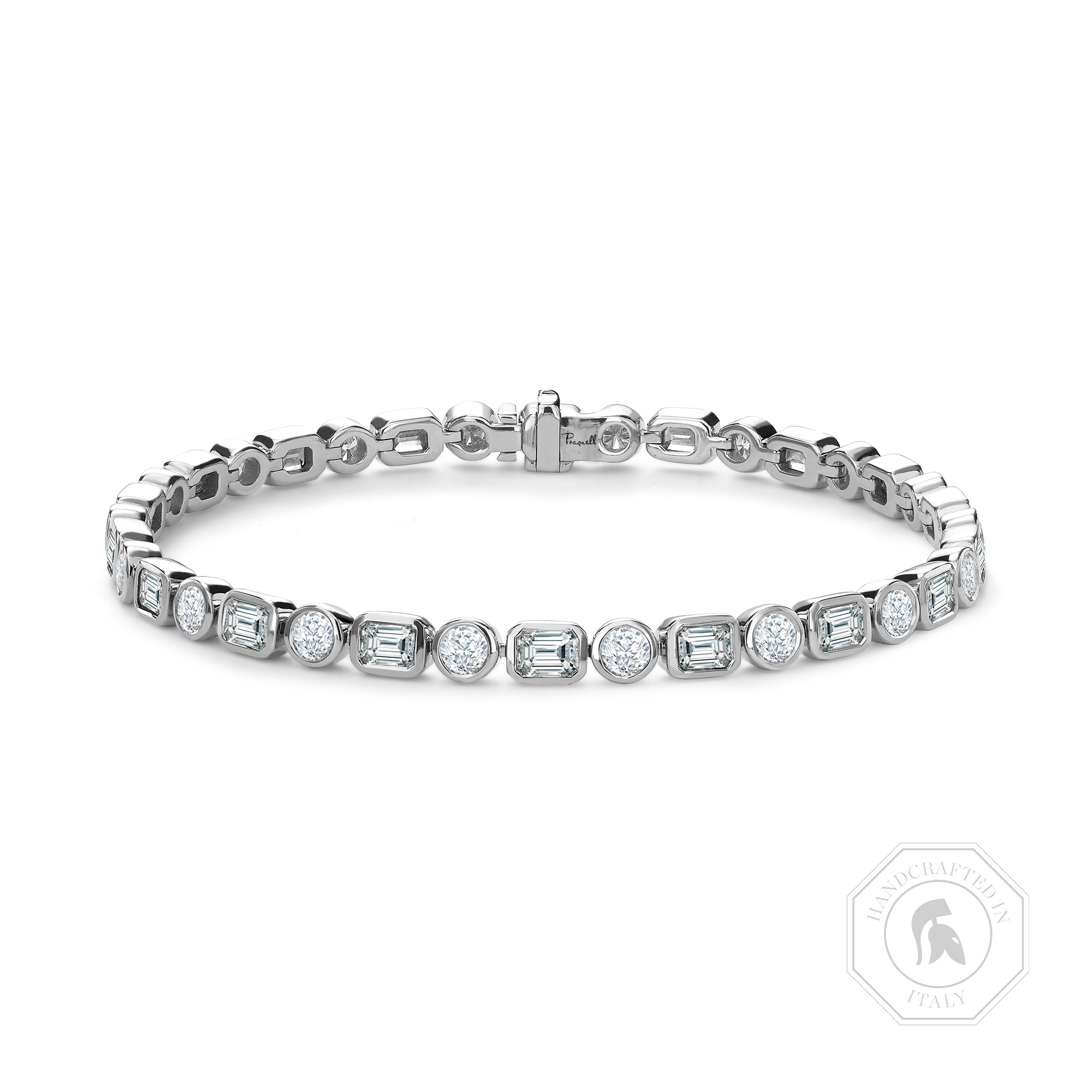 Emerald Cut and Brilliant Cut Diamond Bracelet Emerald Cut, Brilliant Cut, Rubover Set_1