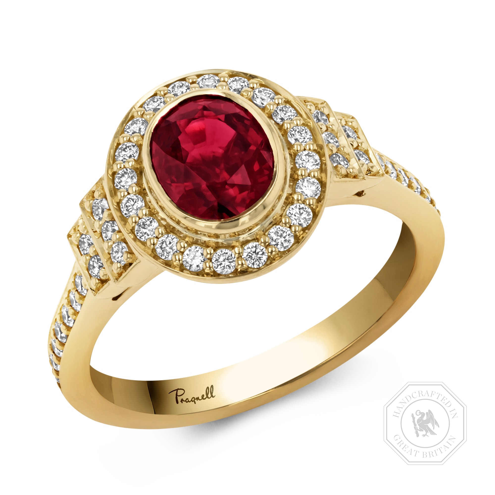 Mozambique 1.61ct Ruby and Diamond Cluster Ring Oval Cut, Rubover Set_1