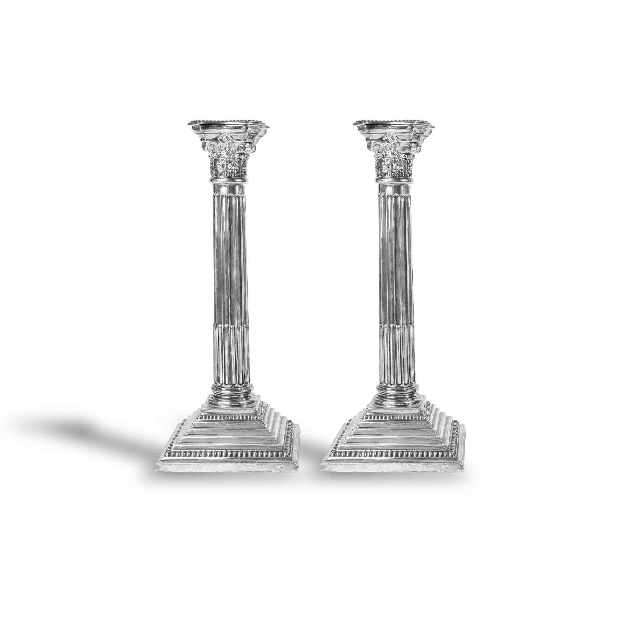 Silver Elizabethan Pair of Candlesticks Hallmarked Birmingham_1