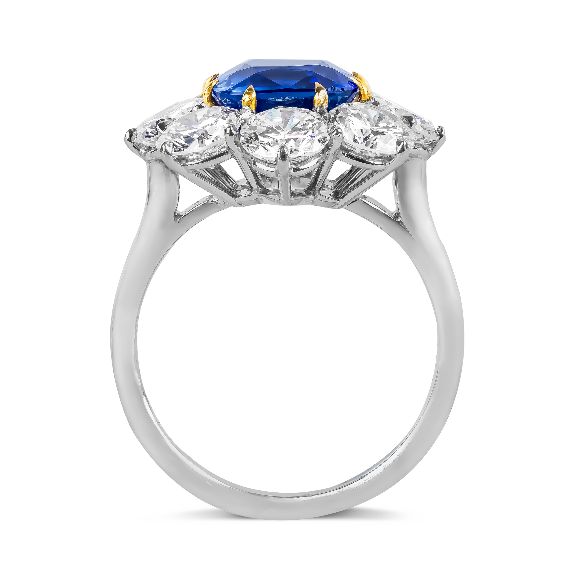 Antique Cushion Cut 3.669ct Kashmir Sapphire and Diamond Ring Antique Cushion Cut, Claw Set_3