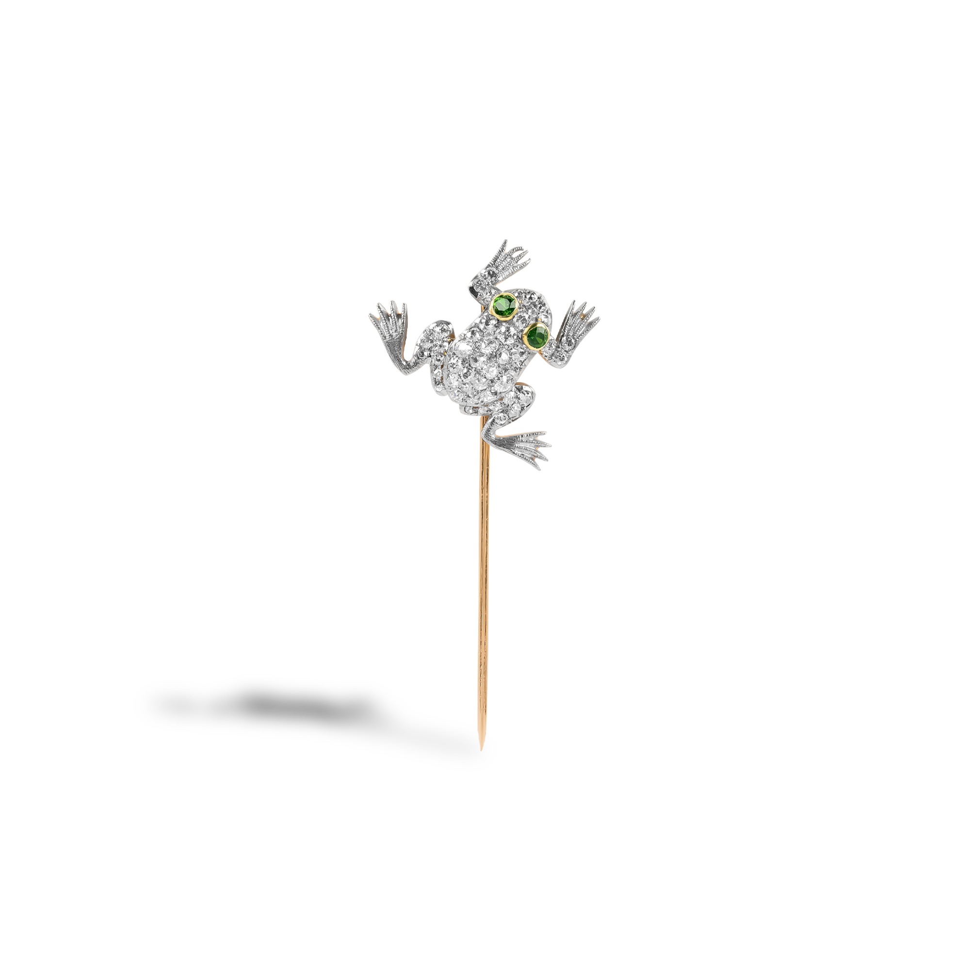 Art Deco Tiffany & Co. Diamond and Garnet Frog Stickpin Old European Cut, Gain Set_1