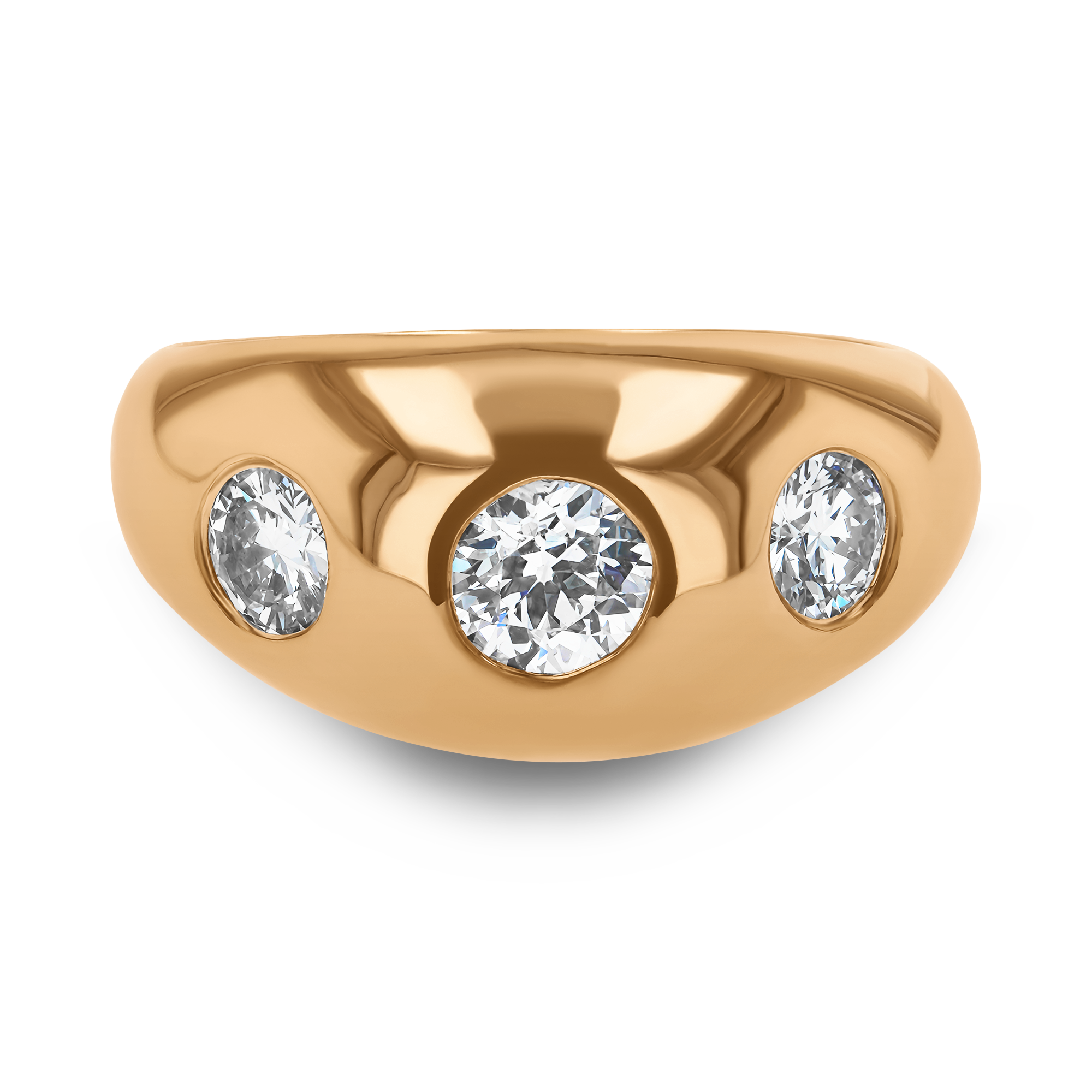Old Cut Three Stone Diamond Ring Old European Cut, Gypsy Set_2