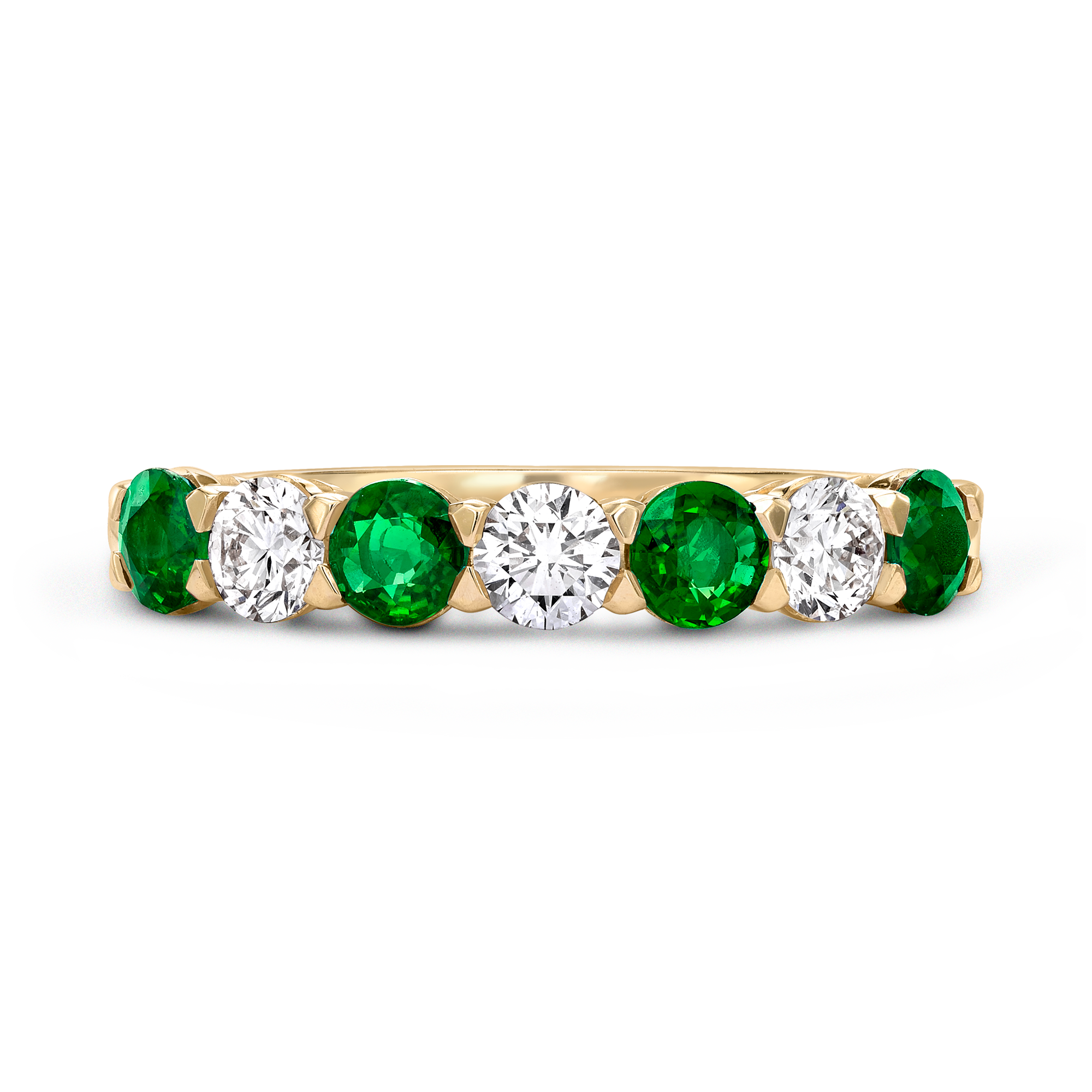 Emerald and Diamond Seven-Stone Ring Brilliant Cut, Seven-Stone, Claw Set_2