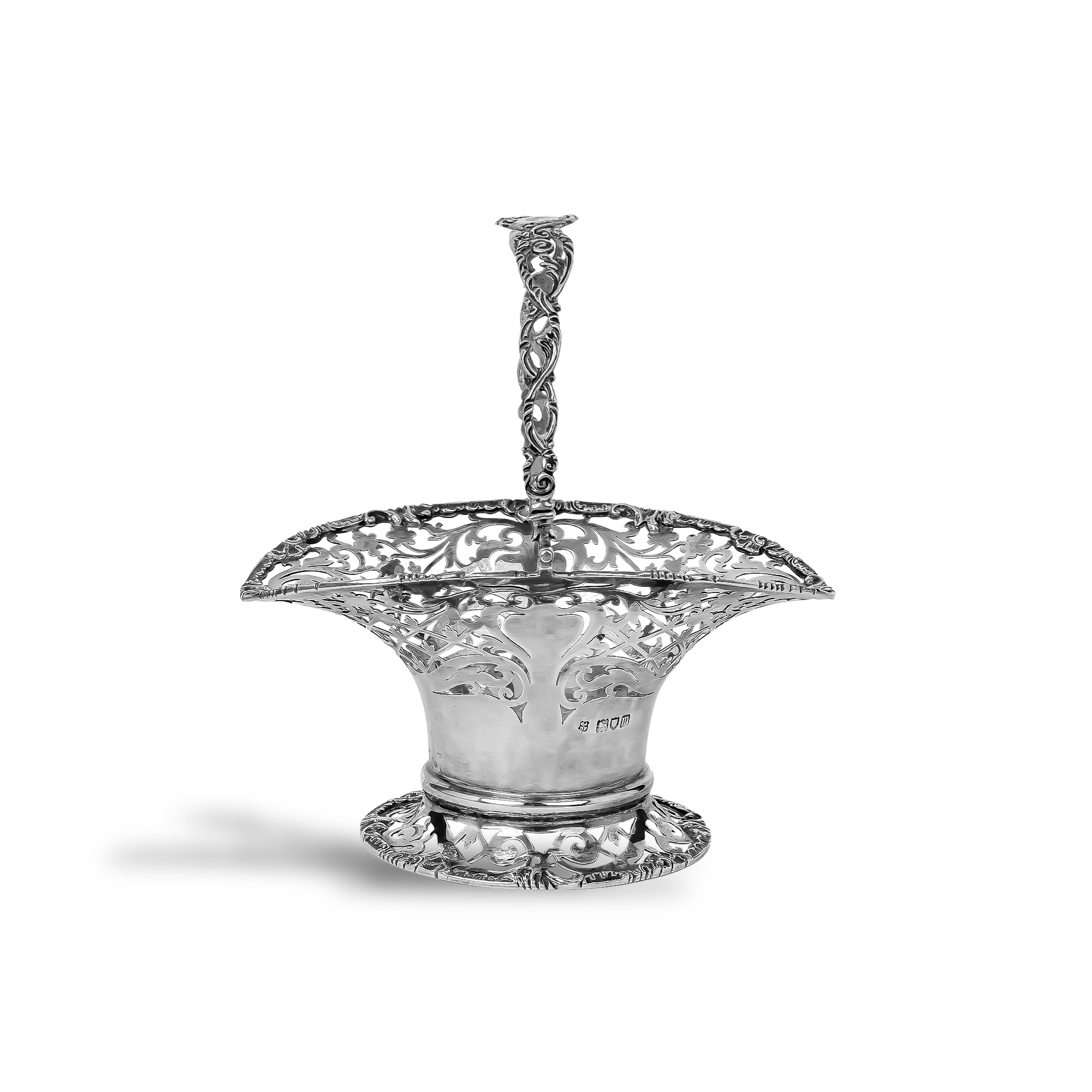 Edwardian Silver Pierced Bonbon Basket Hallmarked London_1