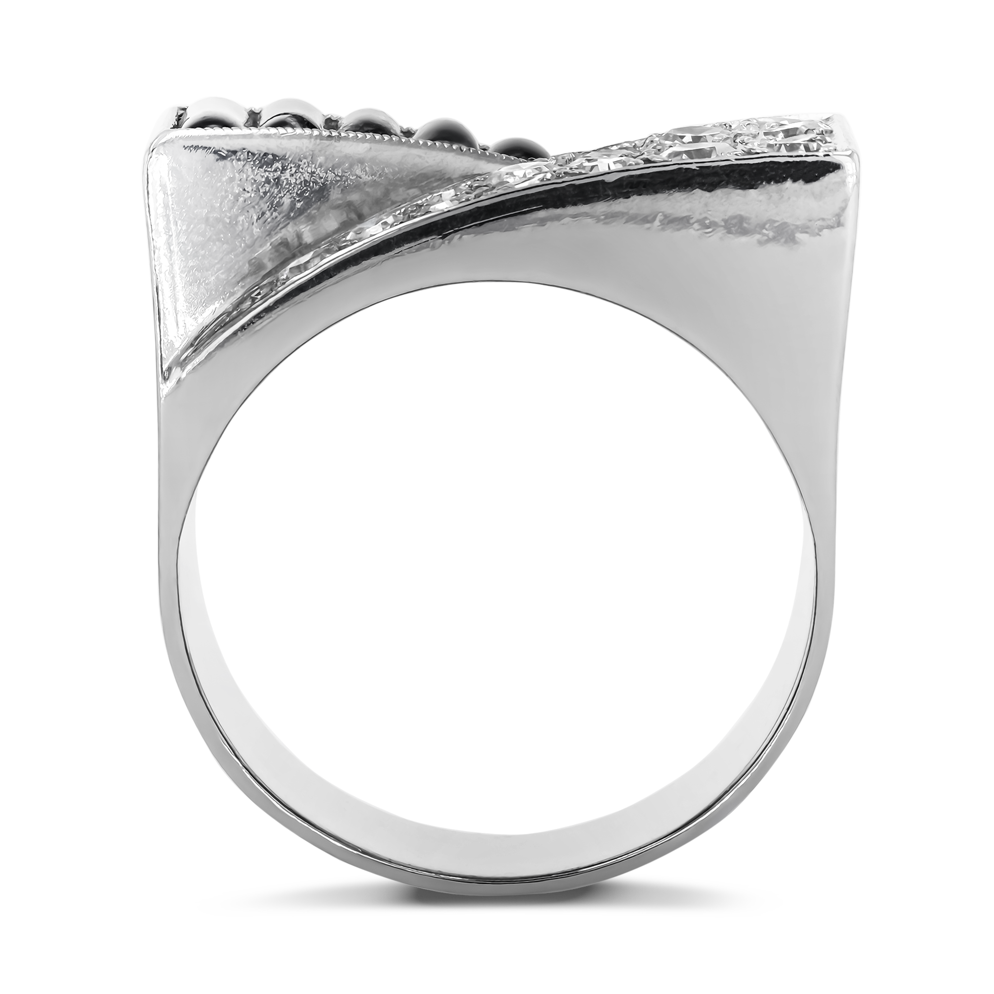 Art Deco Triangular Diamond & Moulded Glass Dress Ring Eight Cut, Claw Set_3