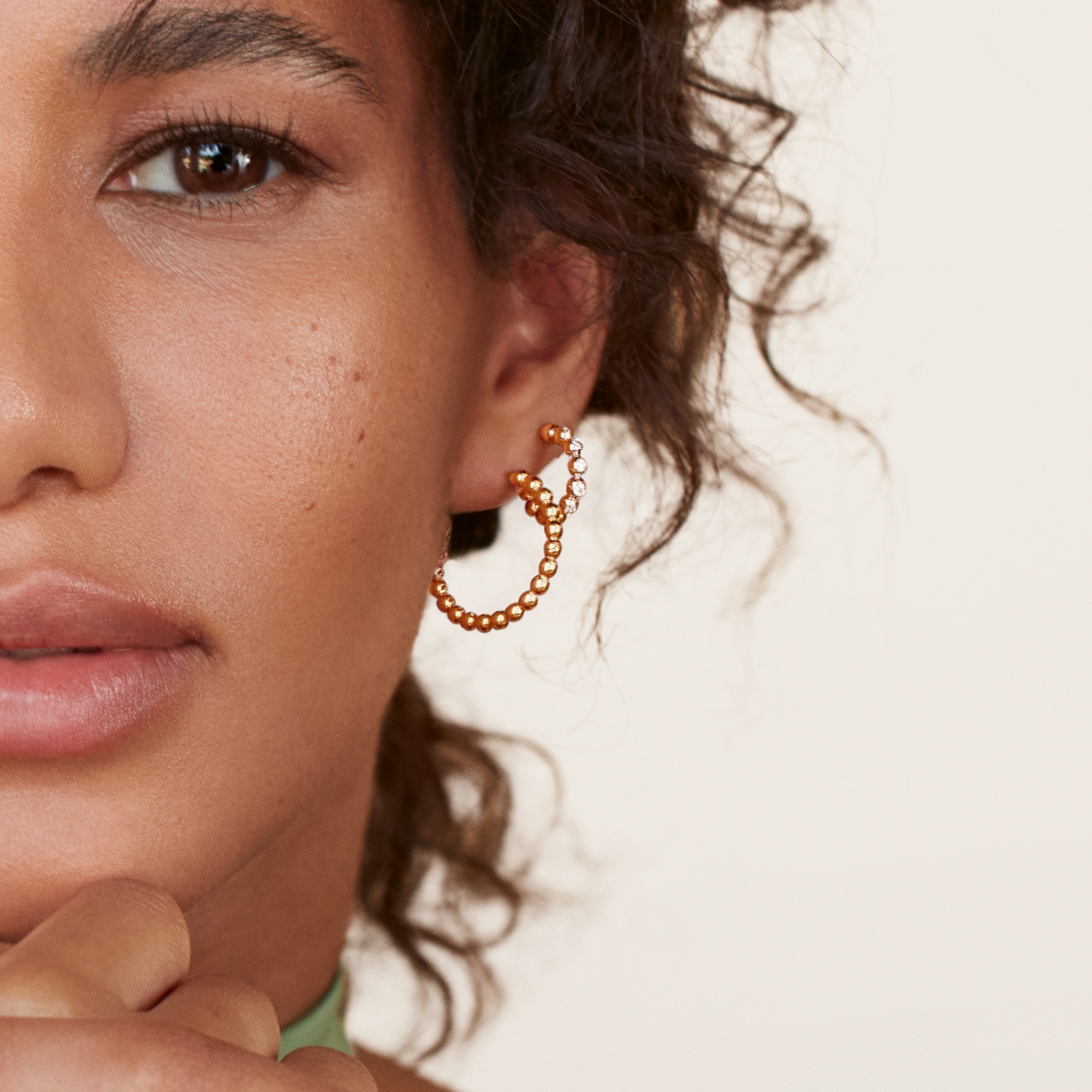 Bohemia Diamond Hoop Earrings Brilliant Cut, Rubover Set_10