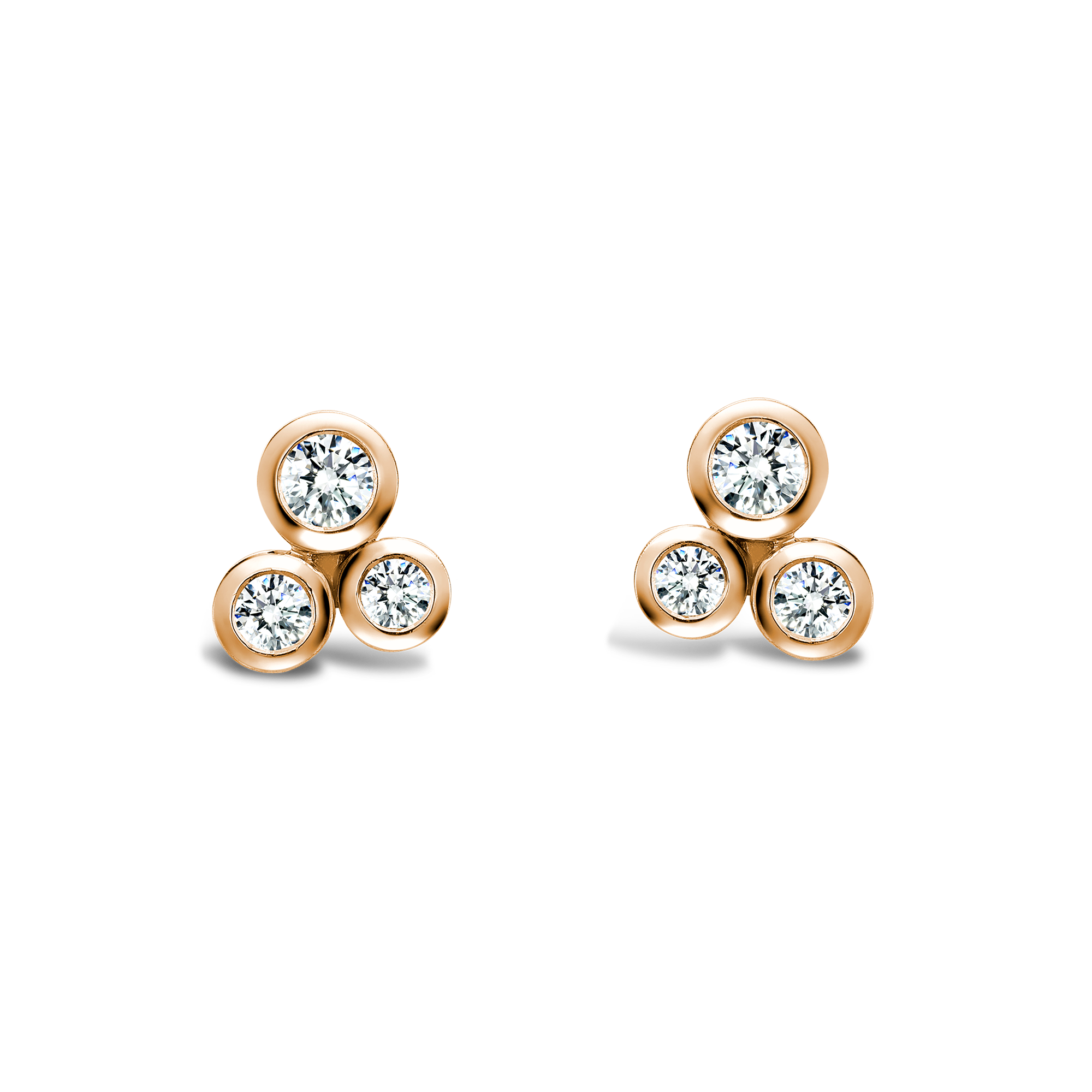 Diamond Bubbles Stud Earrings Brilliant Cut, Rubover Set_1