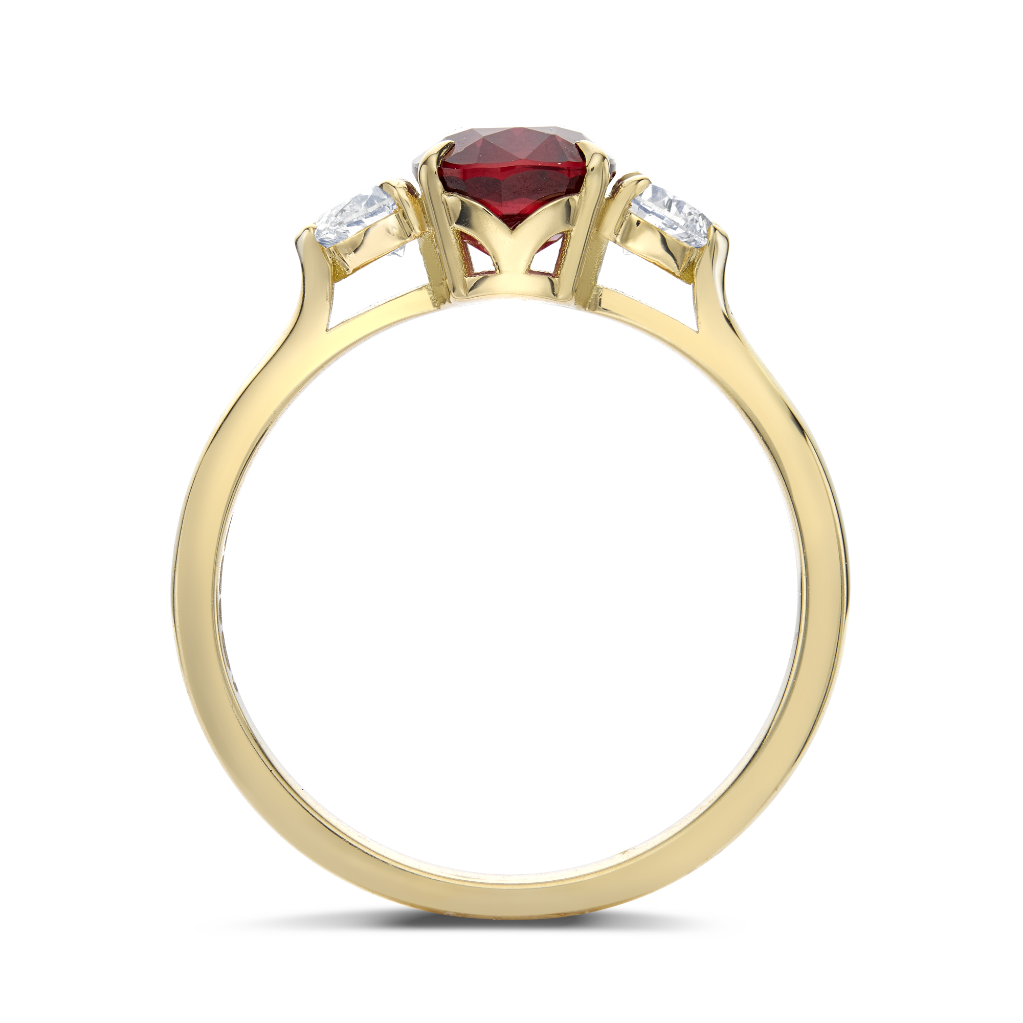 Mozambique Vivid Red Pigeon Blood Ruby and Diamond Ring Oval Cushion & Heart Cut, Claw Set_3