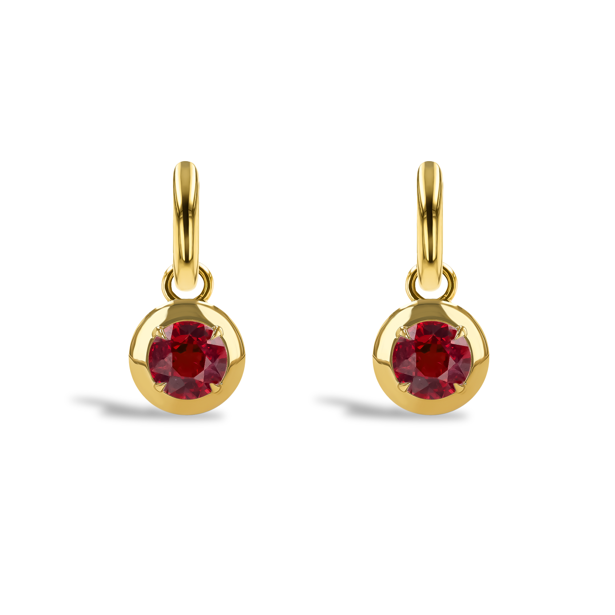 Skimming Stone 2.42ct Ruby and Diamond Drop Hoop Earrings Brilliant cut, Claw set_2
