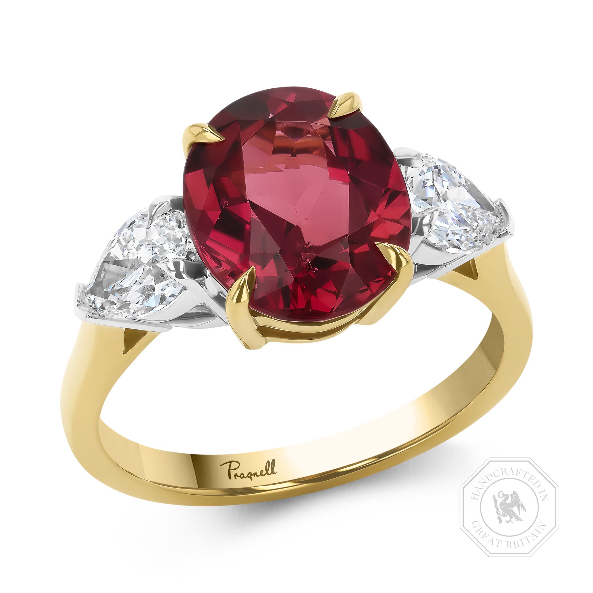 Oval Cut 3.23ct Rubellite and Diamond Ring Oval Cut, Claw Set_1