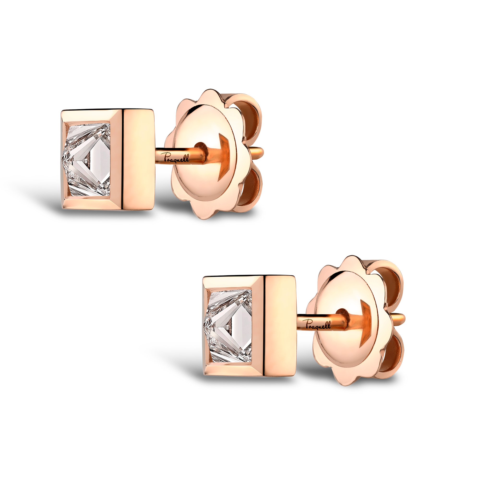 RockChic Diamond Studs Princess Cut, Rubover Set_2