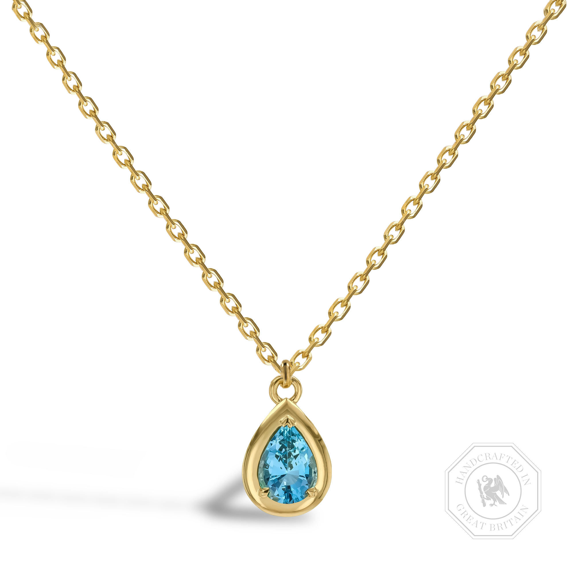 Skimming Stone 1.12ct Lukusuzi Aquamarine and Diamond Pendant Pear Shape, Claw Set_1