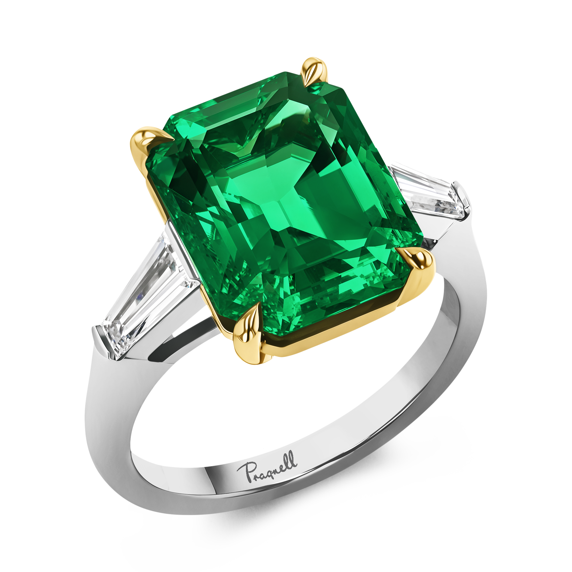 Masterpiece Regency 5.95ct Colombian Emerald and Diamond Ring Octagonal, Cut, Claw Set_1