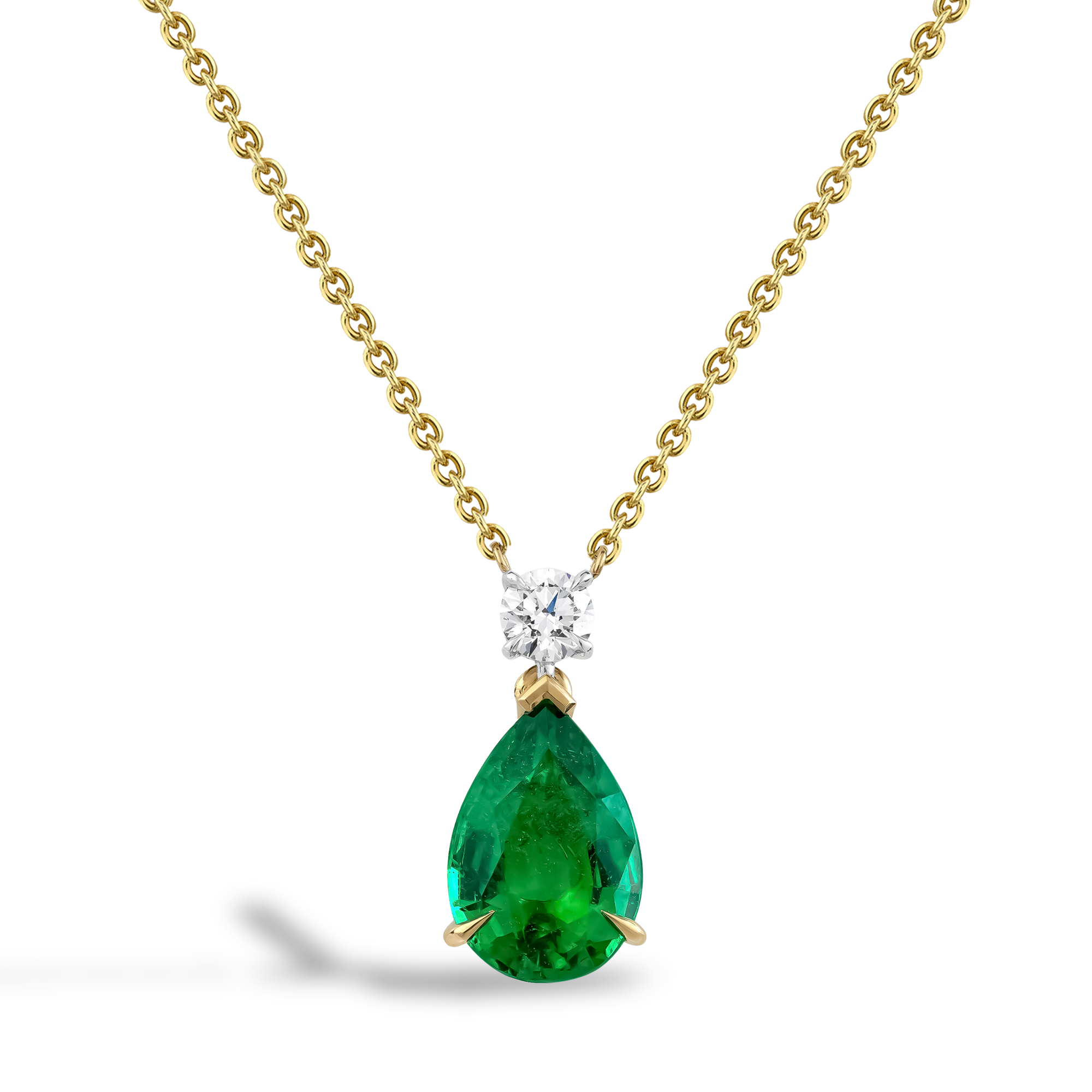 Pear Shaped 1.68ct Zambian Emerald and Diamond Pendant Pear Shape, Claw Set_1