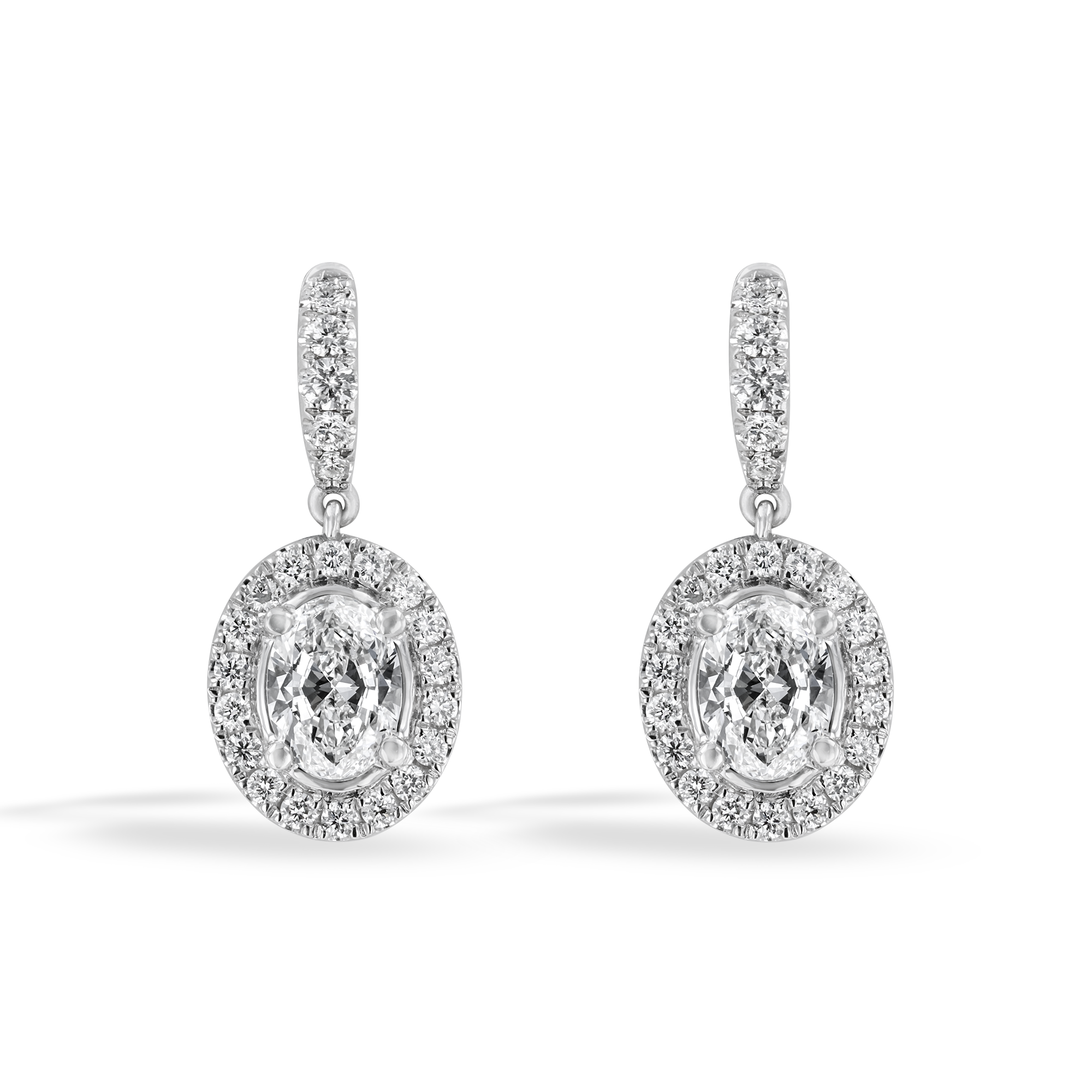Celestial 1.00ct Oval Cut Diamond Drop Earrings Oval Cut, Claw Set_1