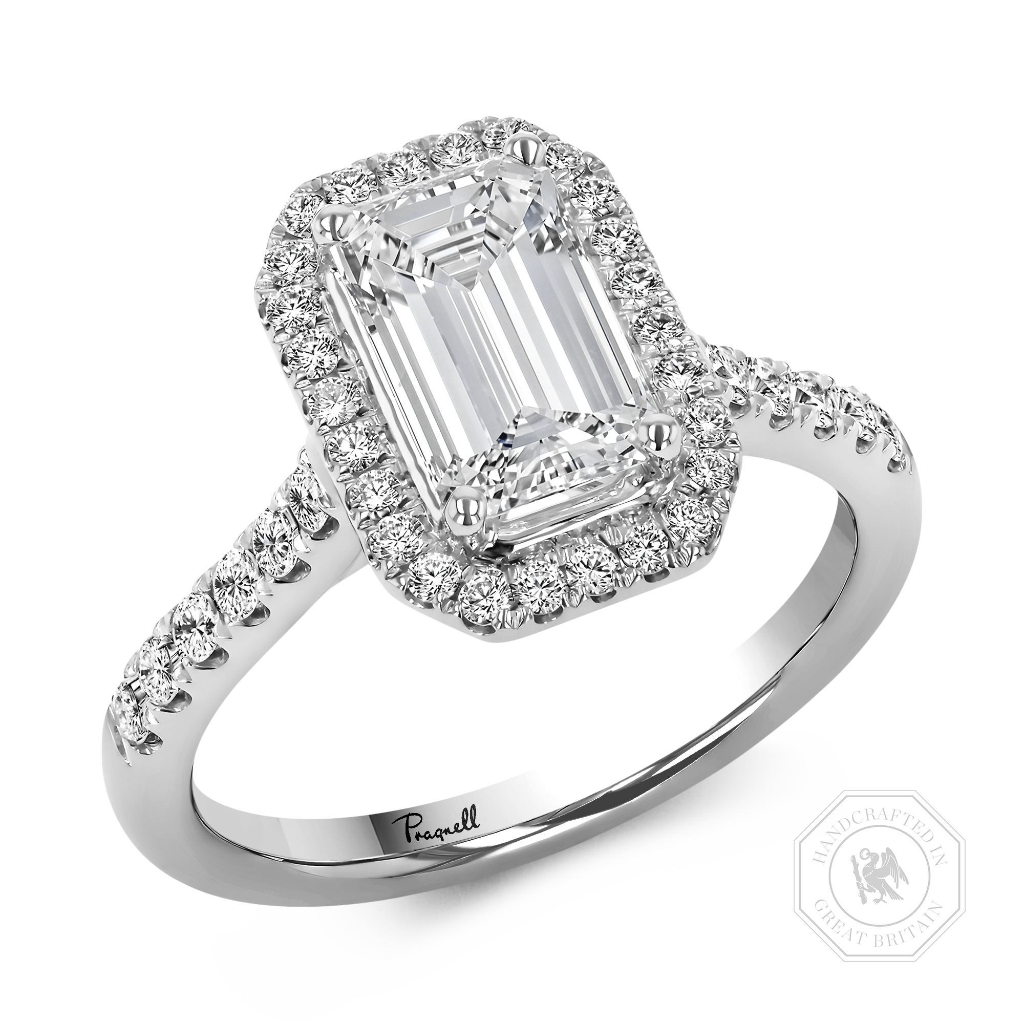 Celestial 1.50ct Emerald Cut Diamond Cluster Ring Emerald Cut, Claw Set_1