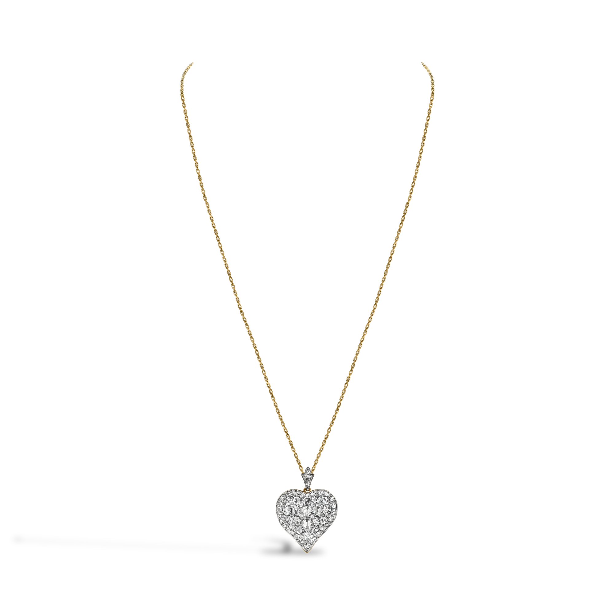 Victorian Rose Cut Diamond Heart Pendant Rose Cut, Pave Set_2
