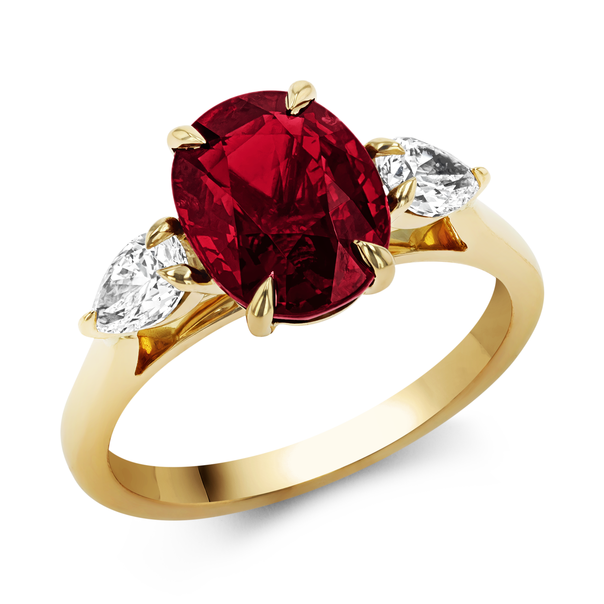 Mozambique 3.03ct Ruby and Diamond Three Stone Ring Oval Cut, Claw Set_1
