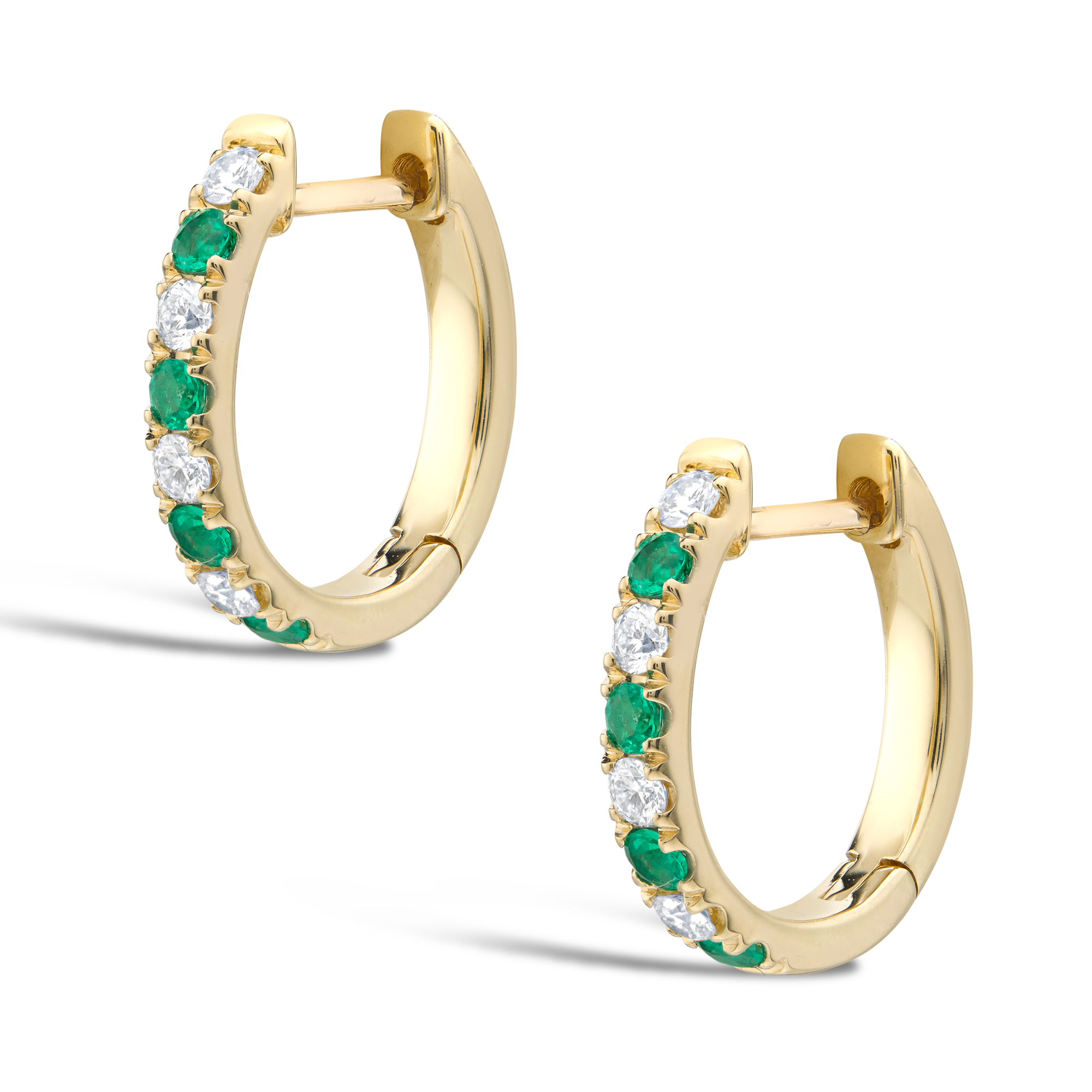 Emerald & Diamond Half Hoop Earrings Brilliant cut, Claw set_3
