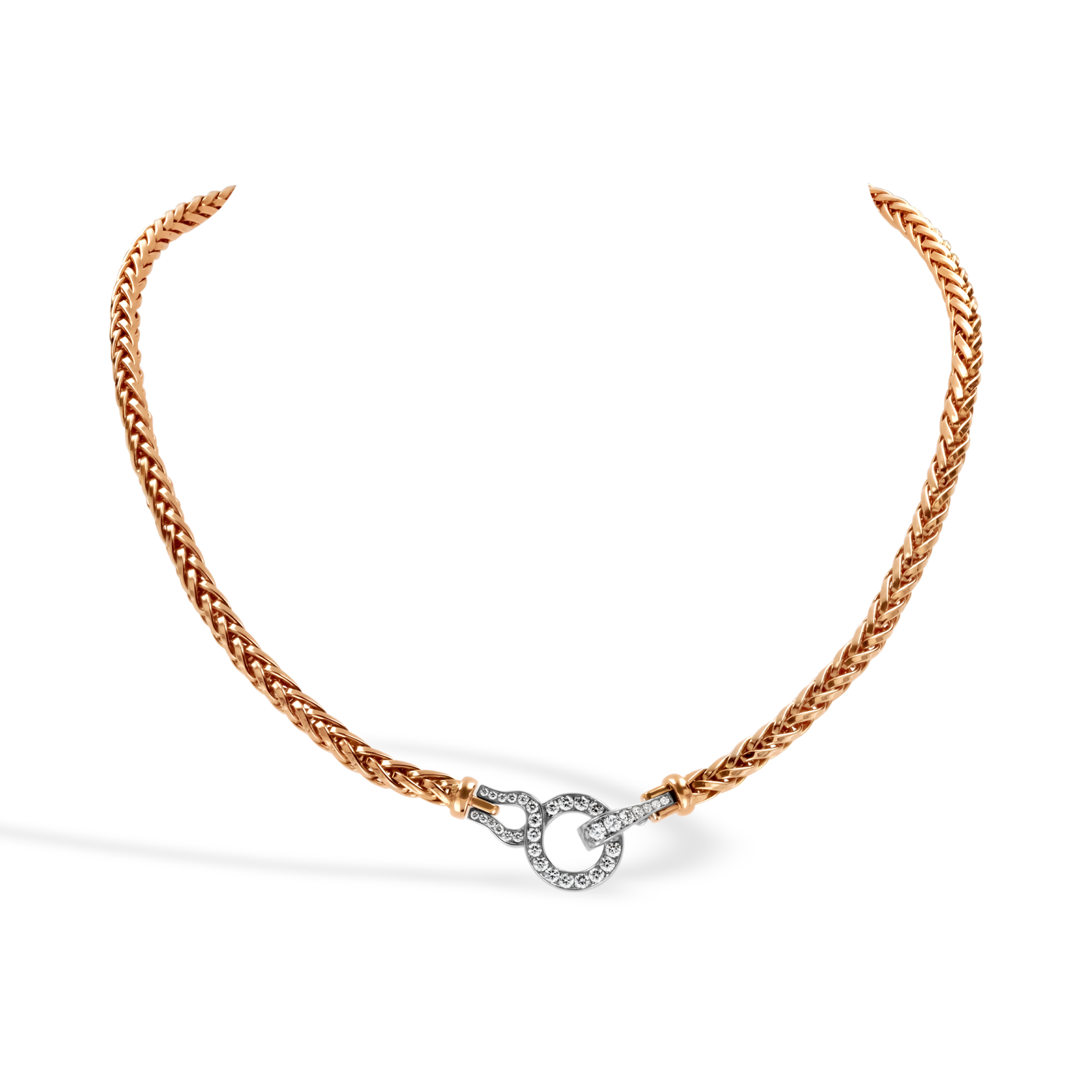 English Chain Necklace with Diamond Clasp Brilliant Cut, Grain Set_1