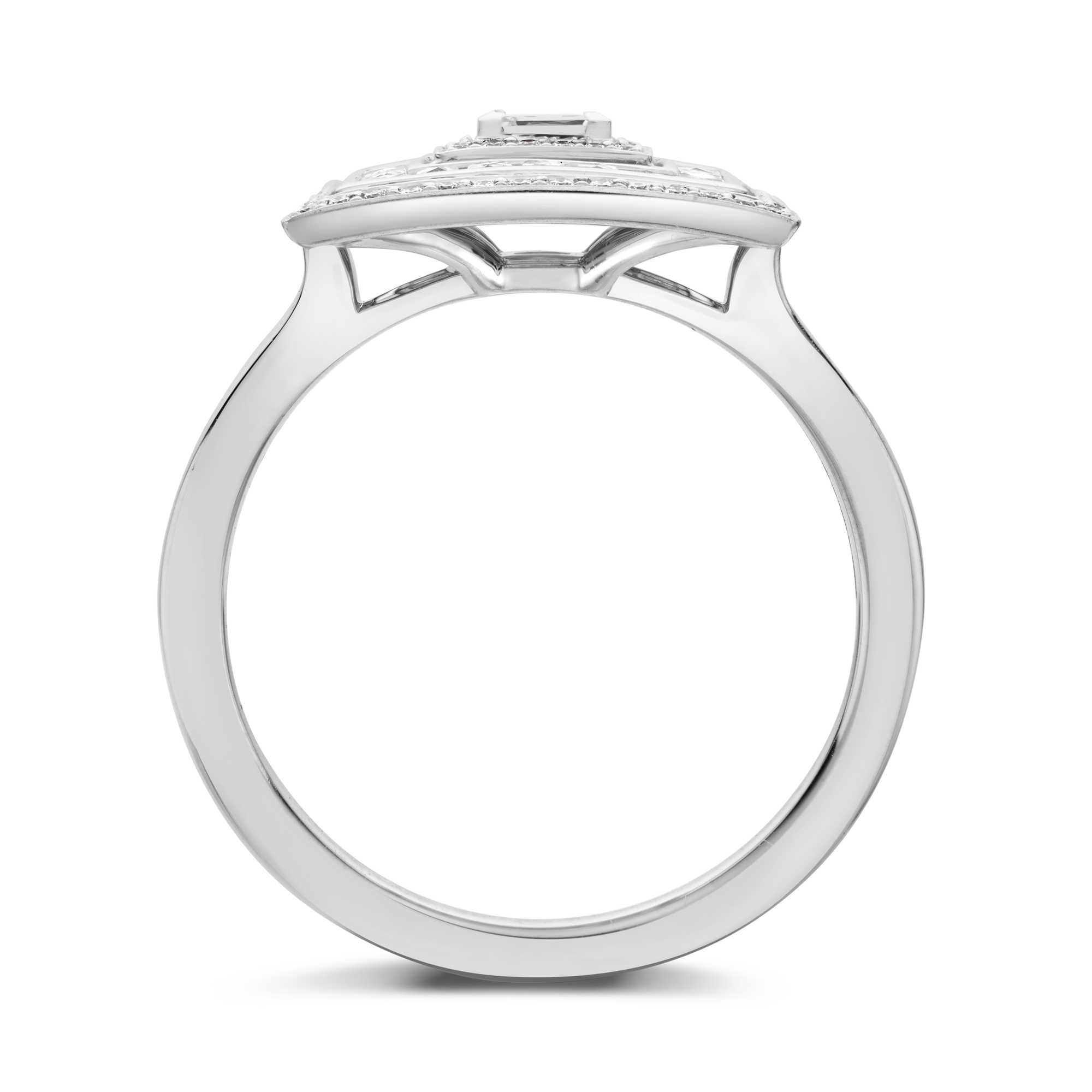 Carre cut Diamond Ripple Ring Carre Cut, Four Claw Set_3
