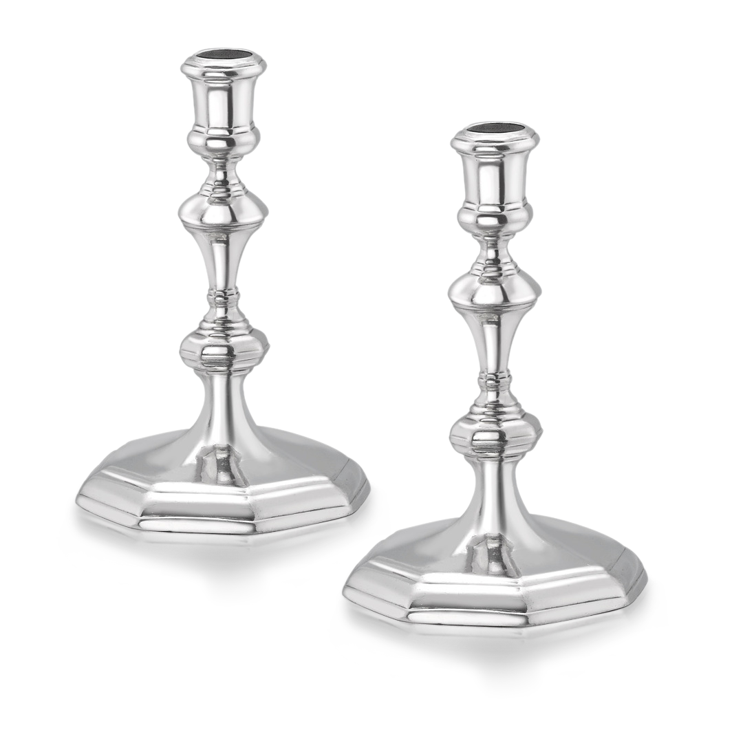 Britannia Silver Anne Pair of Candlesticks _1