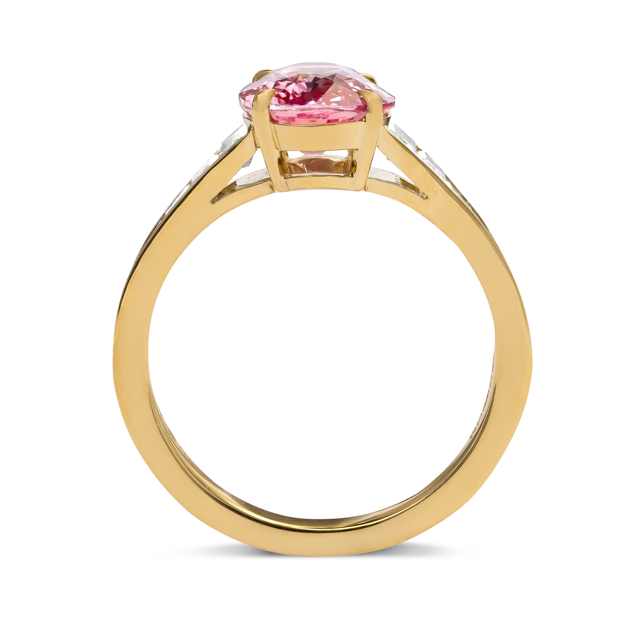 Masterpiece 3.09ct Sri Lankan Padparadscha Sapphire and Diamond Ring Oval & Baguette Cut, Claw & Channel Set_3
