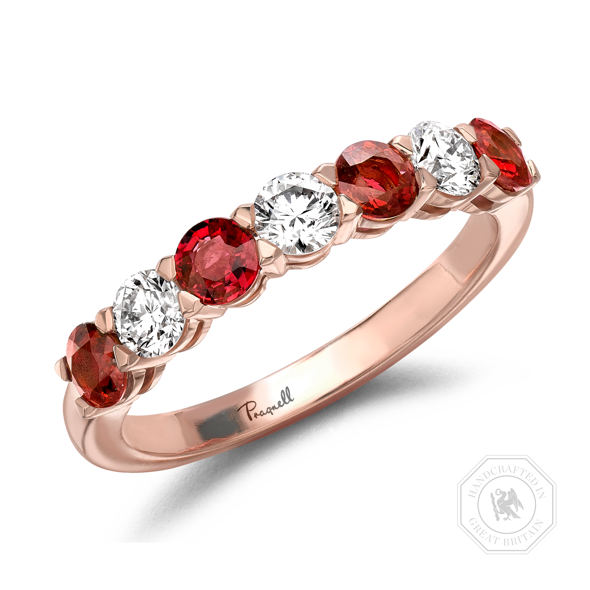 Ruby and Diamond Seven-Stone Ring Brilliant Cut, Seven-Stone, Claw Set_1
