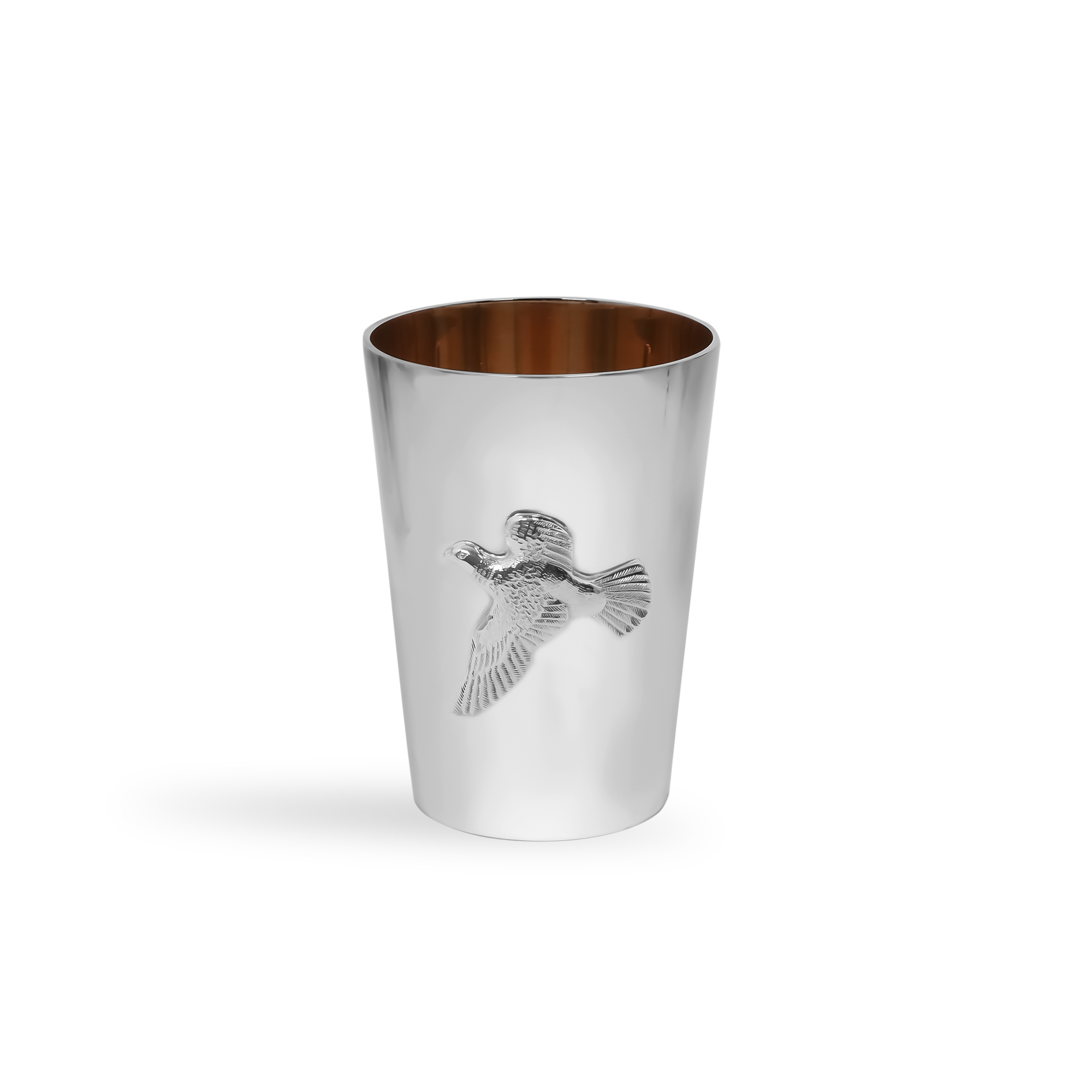 Silver Set of Ten Bird Motif Shooting Cup with Guilded Edge _6