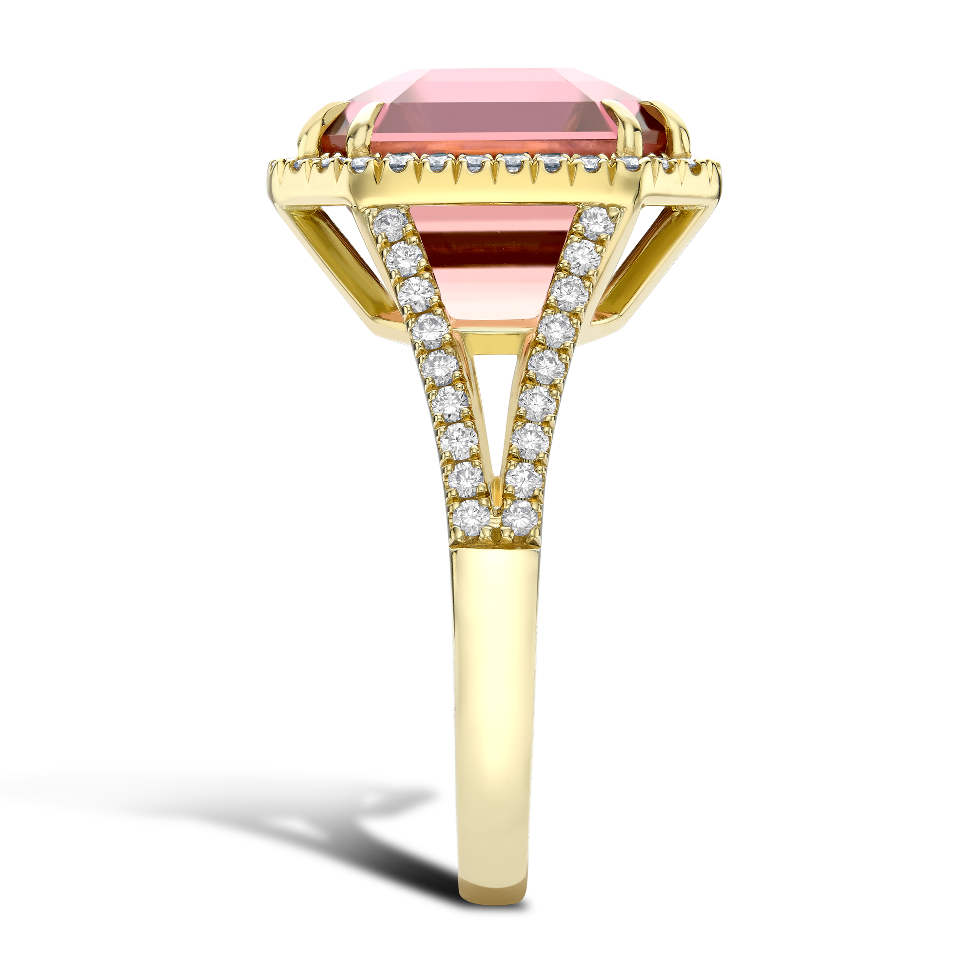 Pink Tourmaline and Diamond Dress Ring Radiant & Brilliant Cut, Claw Set_4