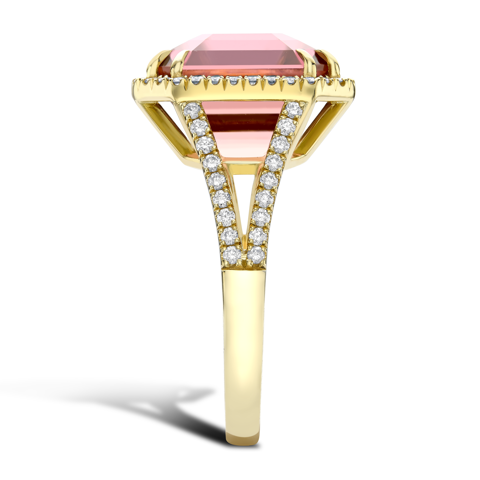 Pink Tourmaline and Diamond Dress Ring Radiant & Brilliant Cut, Claw Set_4