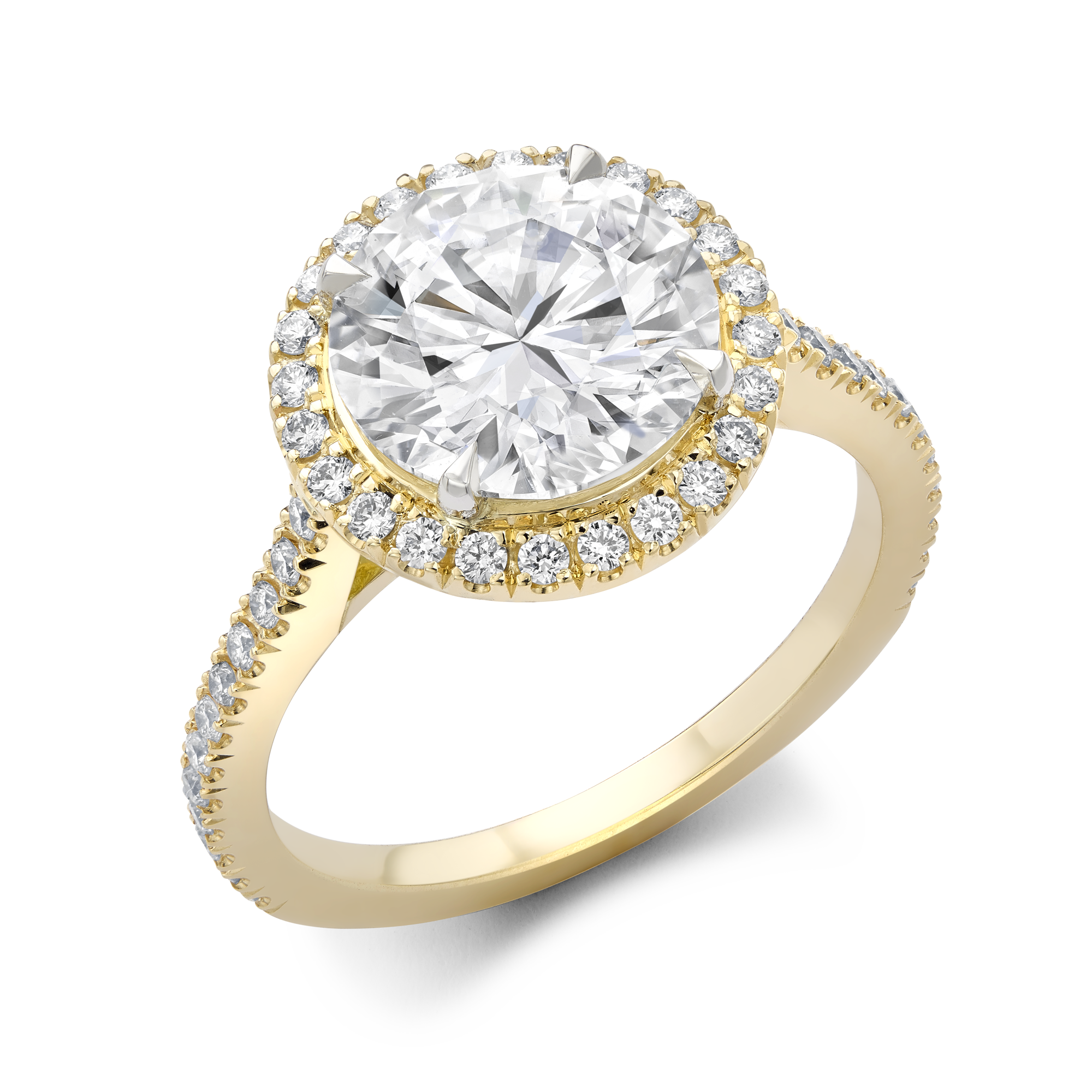 Diamond Cluster ring with Diamond surround and shoulders Brilliant Cut, Four Claw Set_1