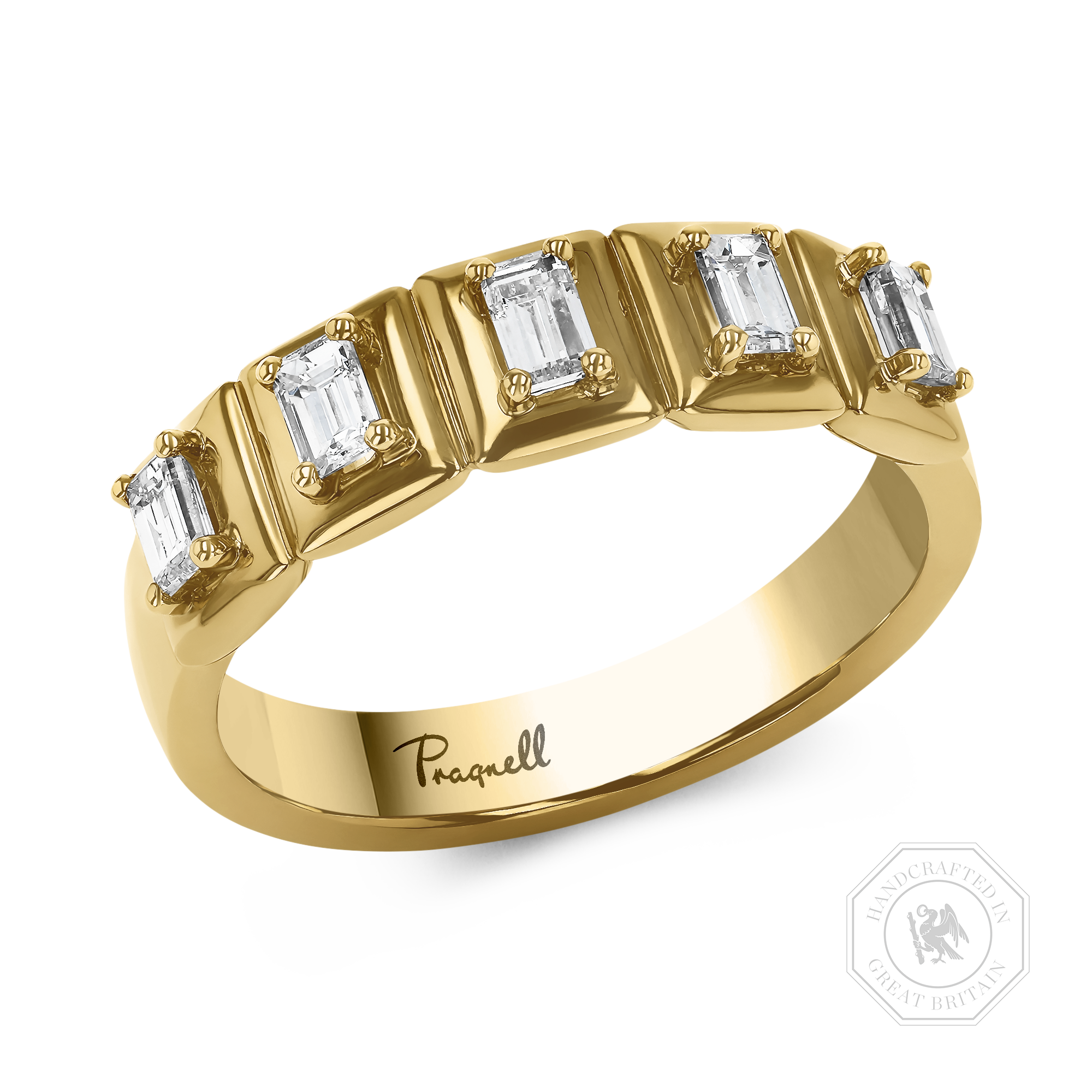 Skimming Stone 0.52ct Diamond Five Stone Ring Baguette Cut, Claw Set_1