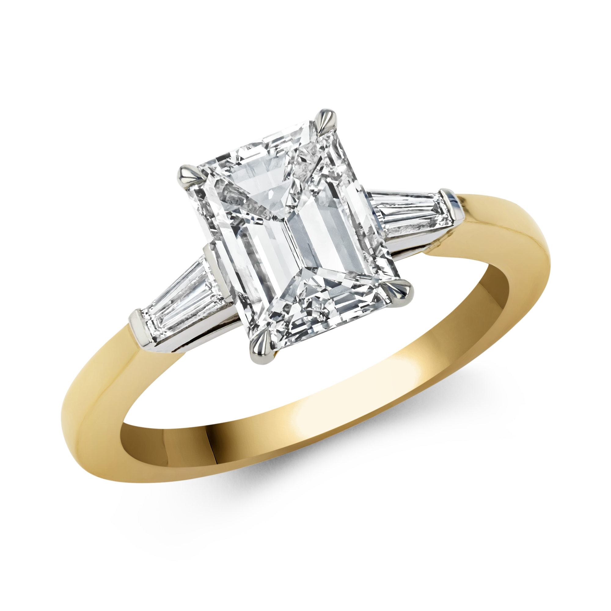 Emerald Cut Diamond Ring with Diamond Shoulders Emerald Cut, Claw Set_1