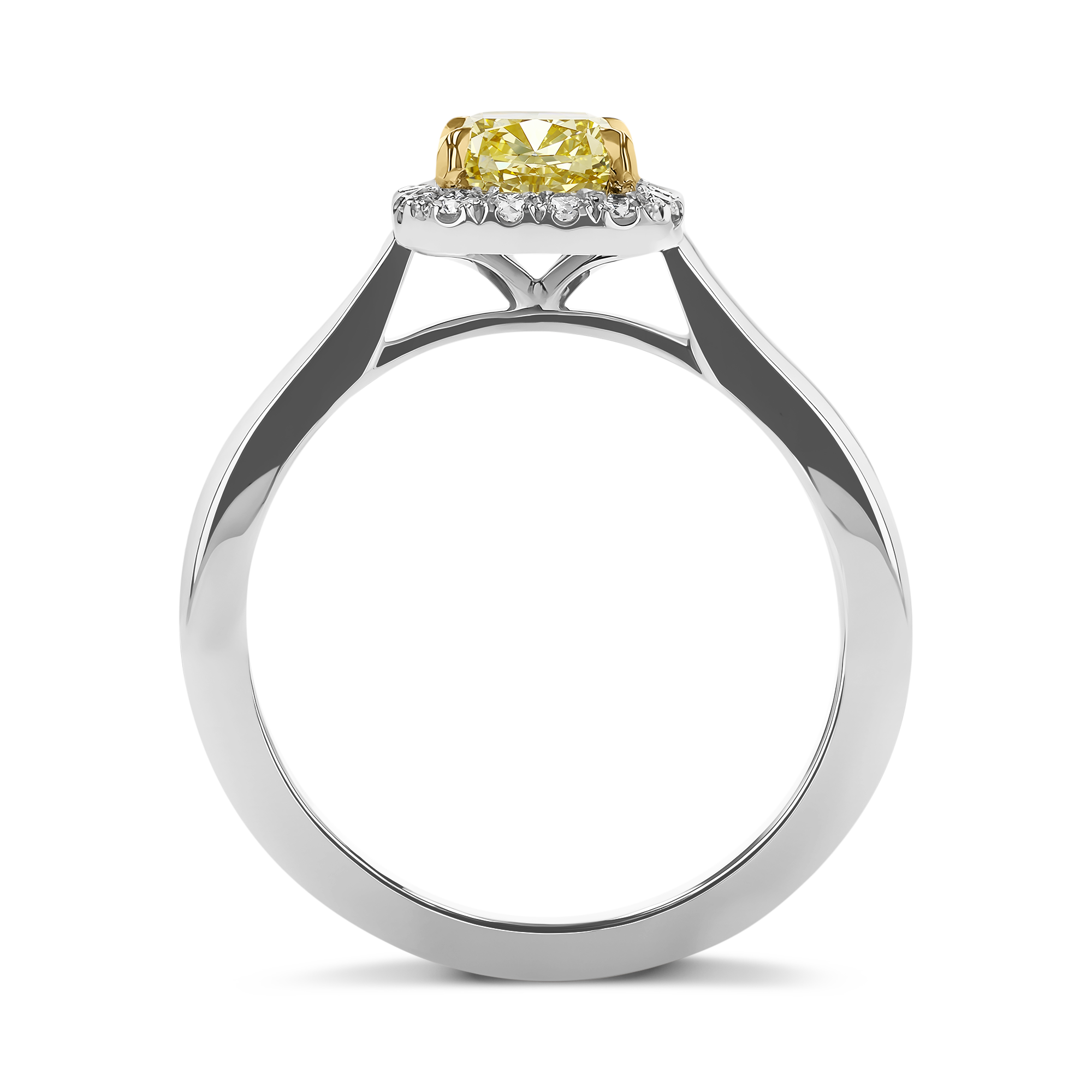 Celestial 1.30ct Kimberley Fancy Yellow Diamond Cluster Ring Cushion modern cut, Claw set_3