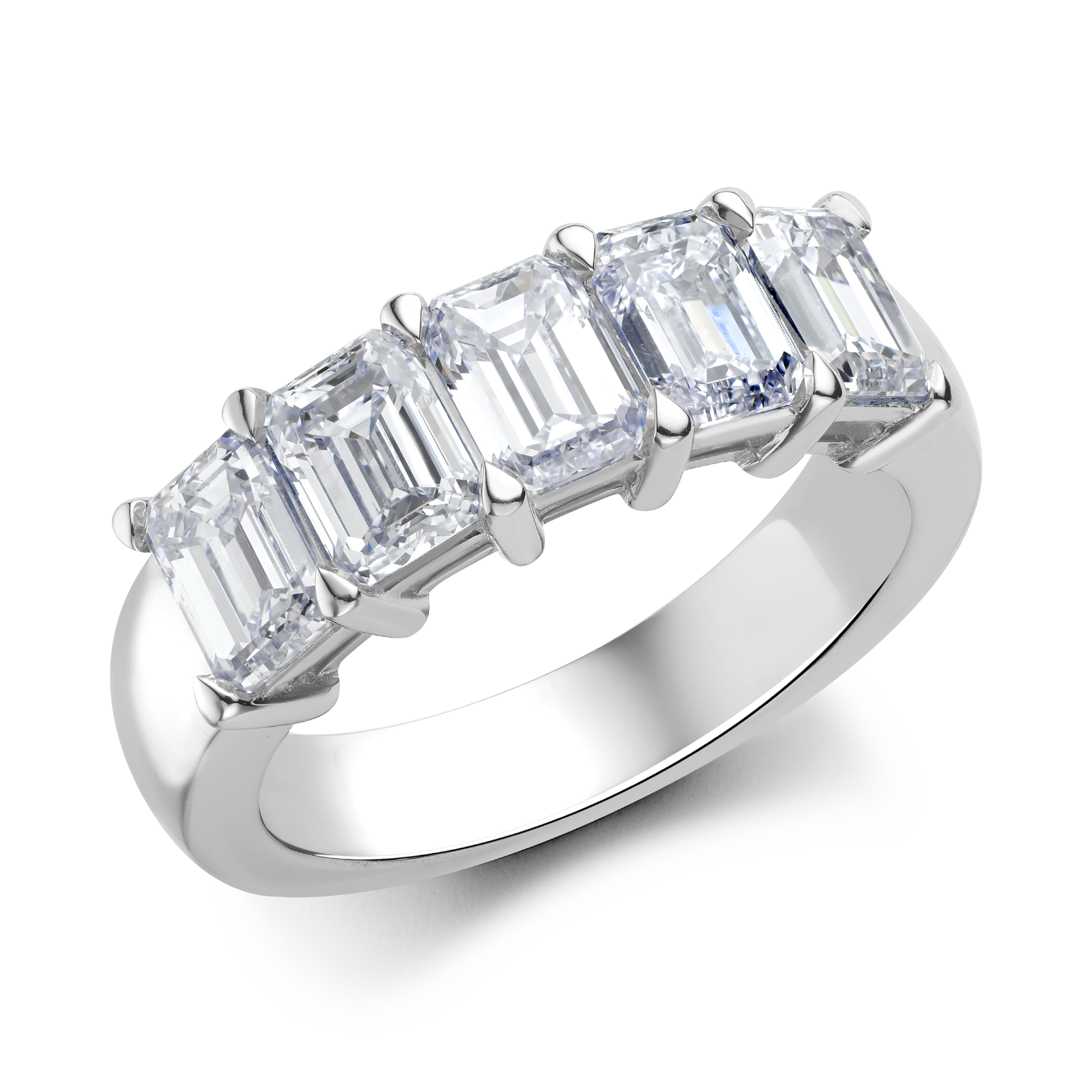 Emerald Cut Five Stone Diamond Ring Emerald Cut, Claw Set_1