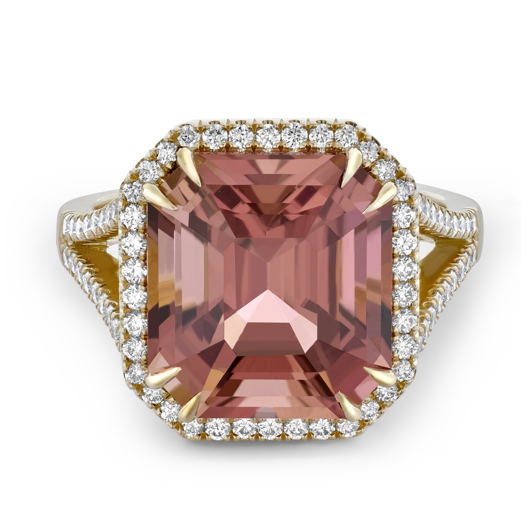 Pink Tourmaline and Diamond Dress Ring Radiant & Brilliant Cut, Claw Set_2