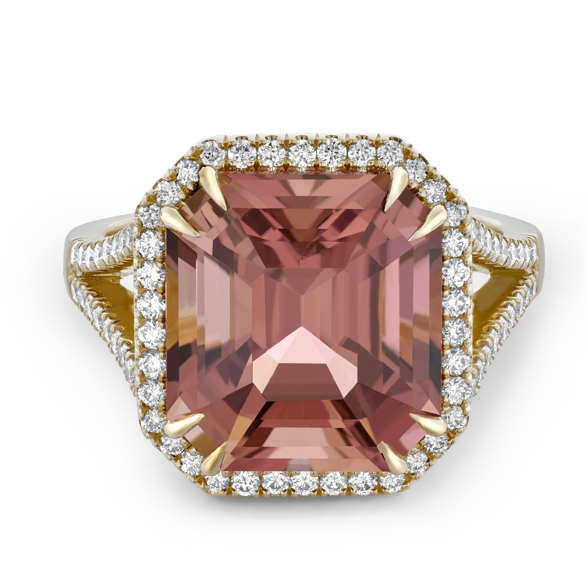 Pink Tourmaline and Diamond Dress Ring Radiant & Brilliant Cut, Claw Set_2