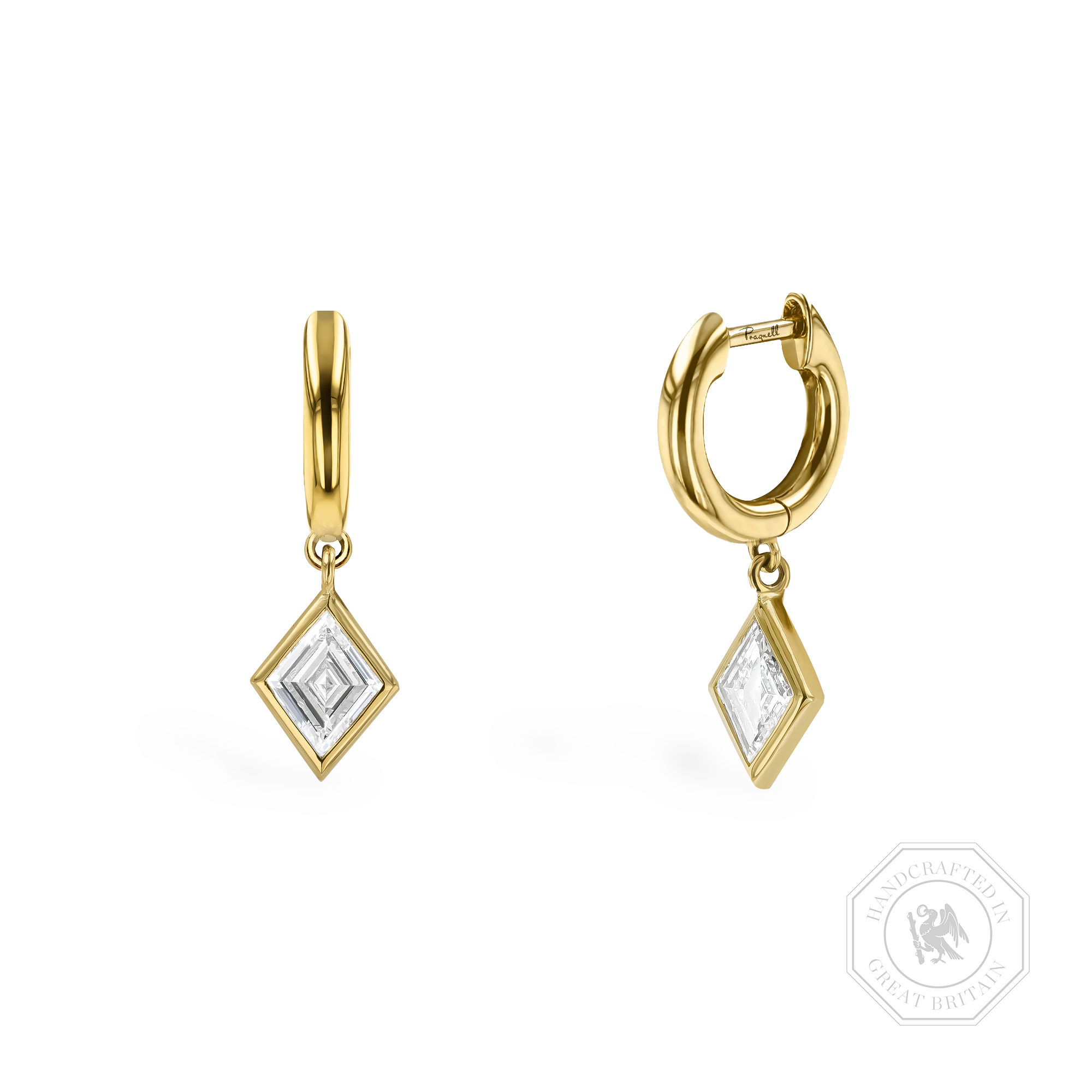 Lozenge Cut 1.085ct Diamond Drop Earrings Lozenge Cut, Rubover Set_1