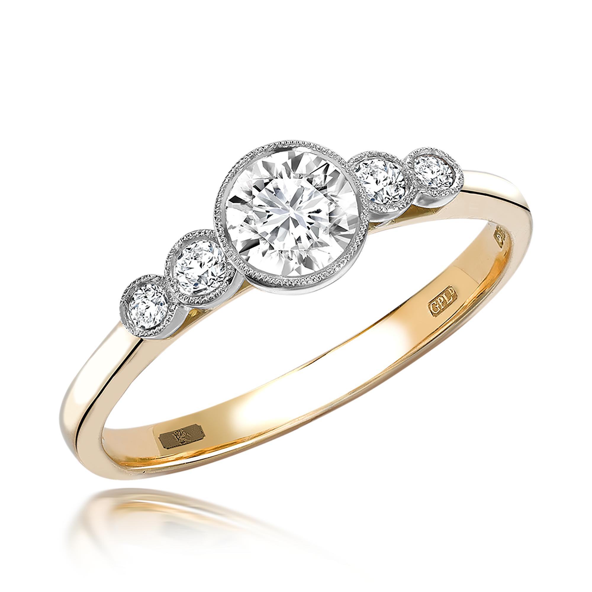 Celia 0.41ct Diamond Solitaire Ring Brilliant Cut, Millegrain Set_1