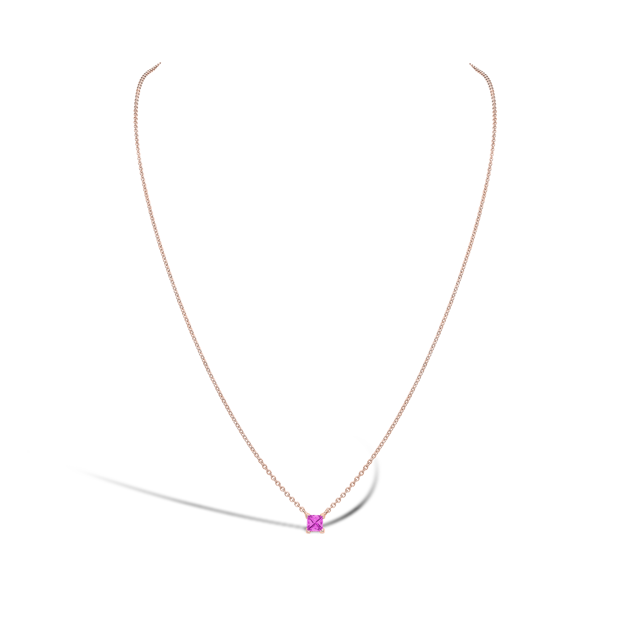 RockChic Pink Sapphire Solitaire Necklace Princess Cut, Claw Set_2