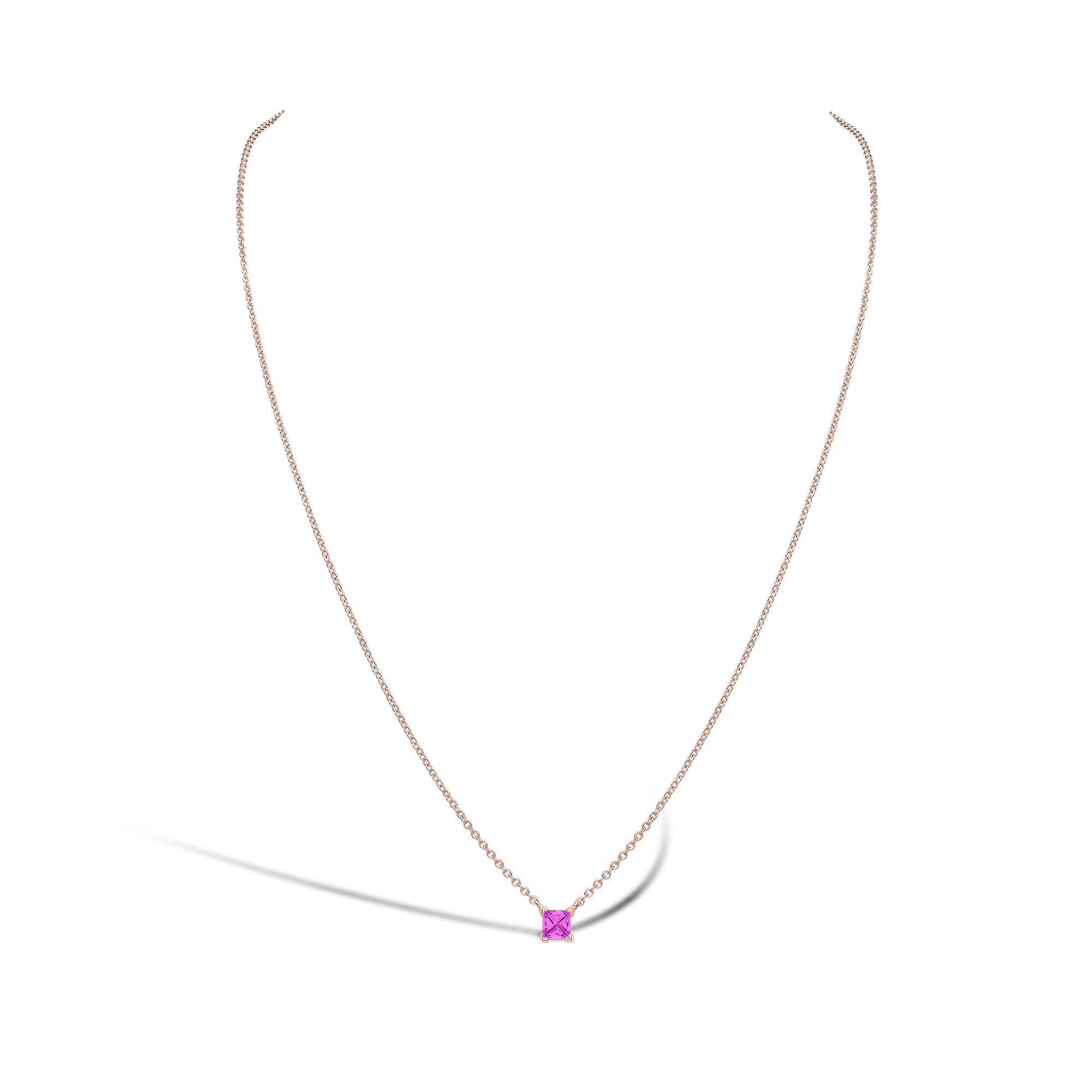 RockChic Pink Sapphire Solitaire Necklace Princess Cut, Claw Set_2