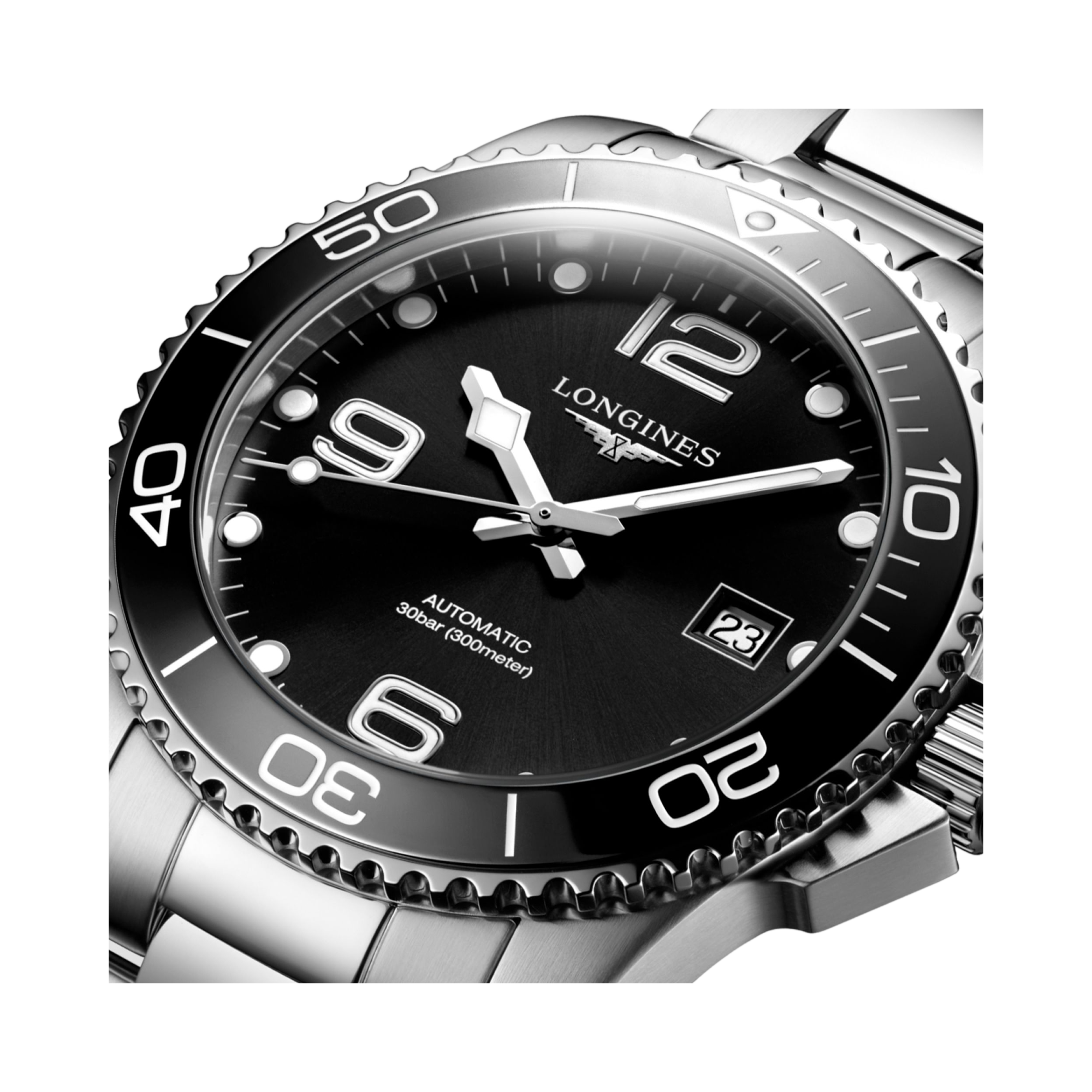 Longines HydroConquest 41mm, Black Dial, Arabic/Baton Numerals_2