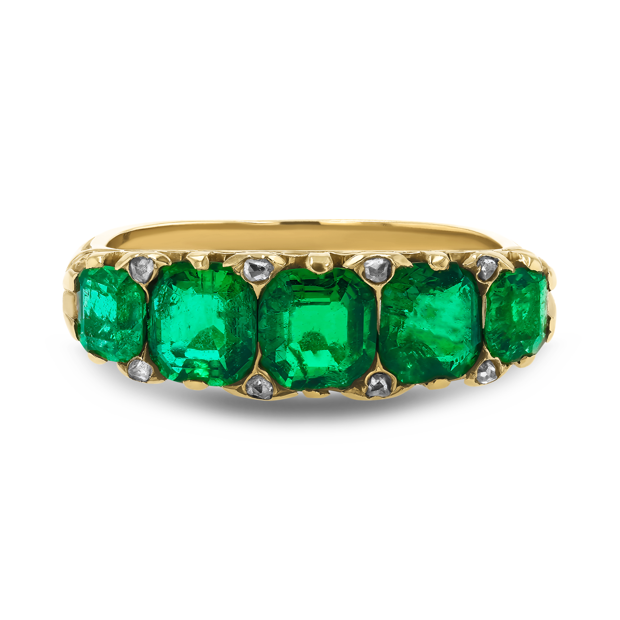 Victorian Octagonal Cut 2.00ct Emerald and Diamond Ring Octagonal Cut, Claw Set_2