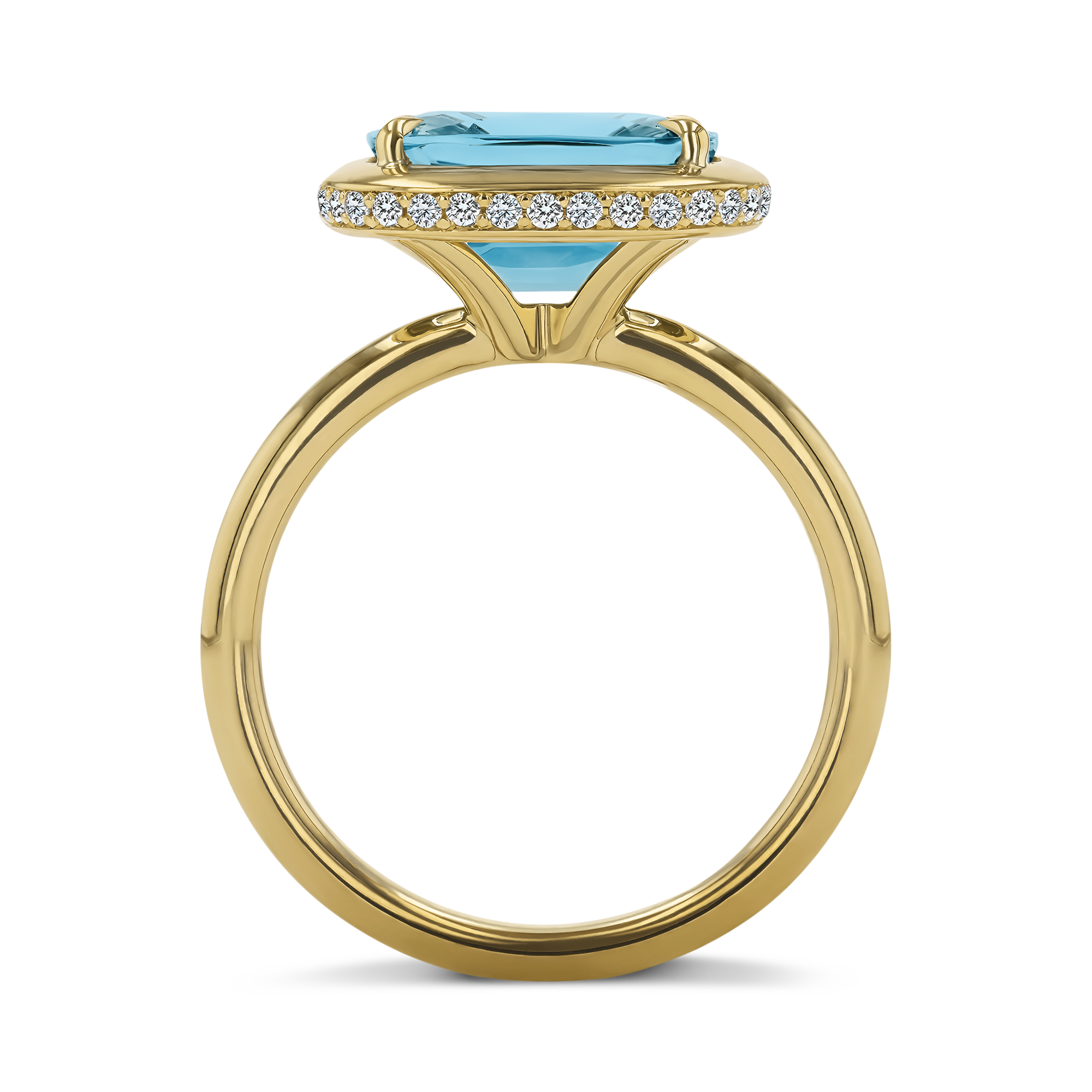 Skimming Stone 3.09ct Aquamarine and Diamond Solitaire Ring Cushion Cut, Claw Set_3
