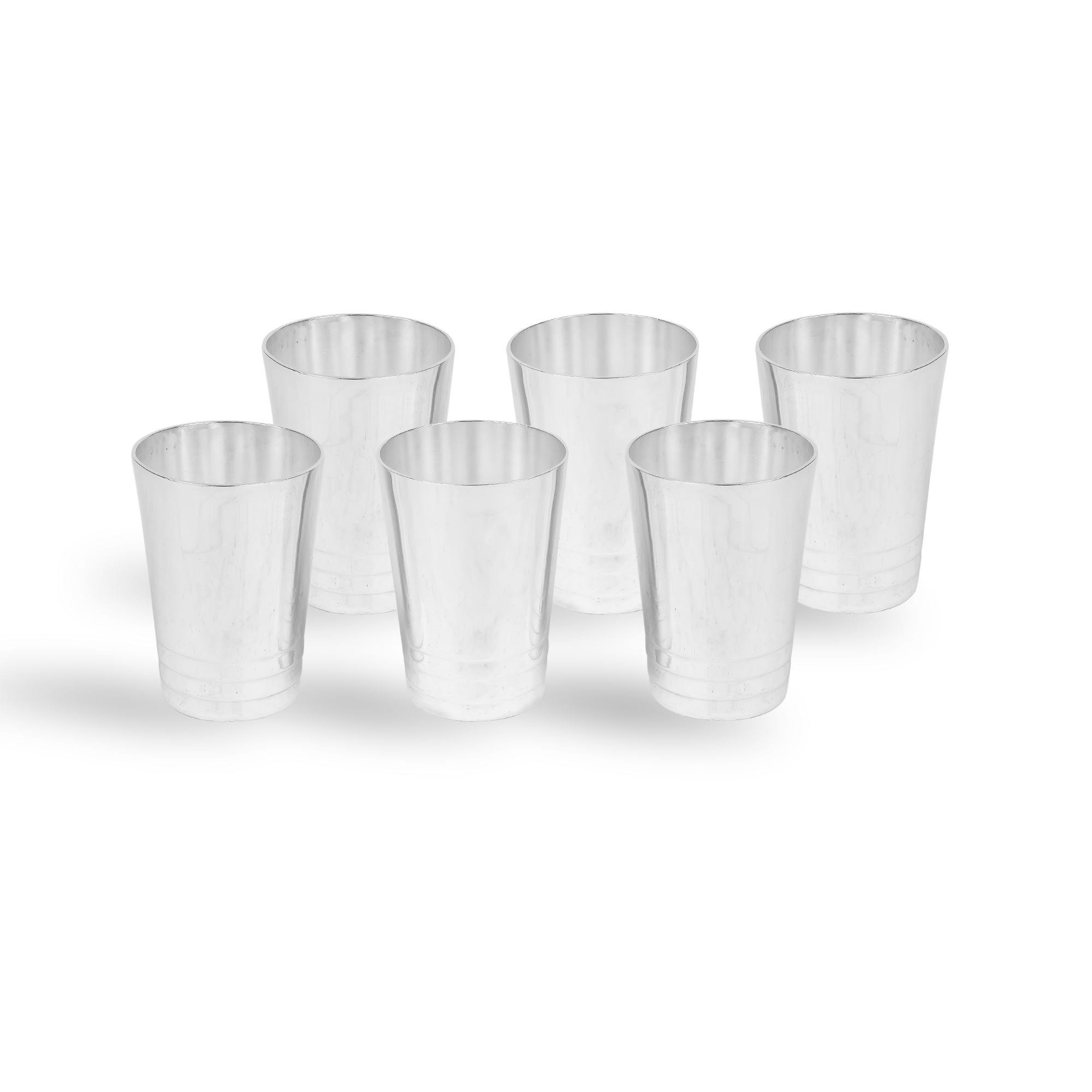 Antique Silver Plated Tray with Six Matching Cups _2