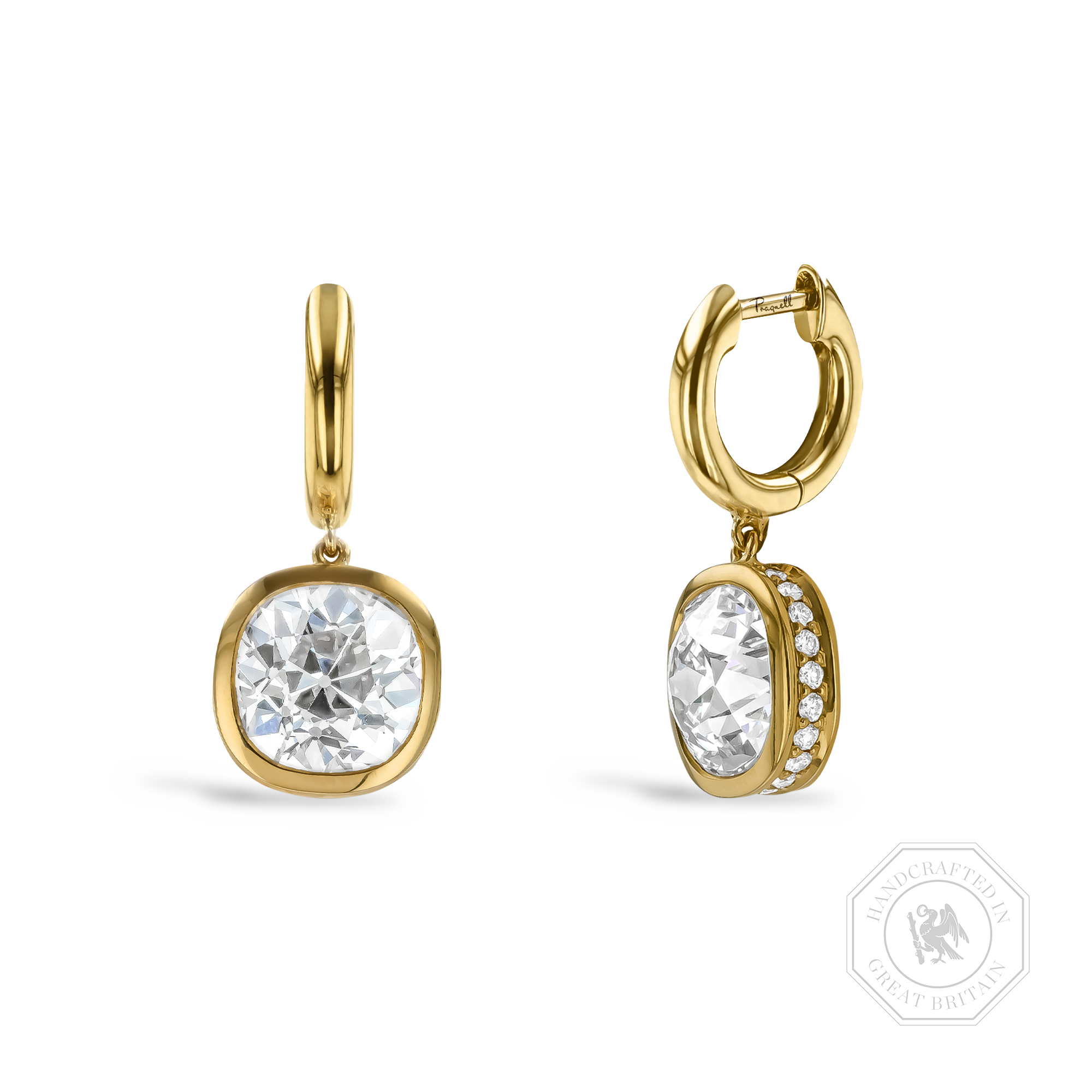 Legacy 6.16cts Diamond Drop Earrings Old Mine Cut, Rubover Set_1