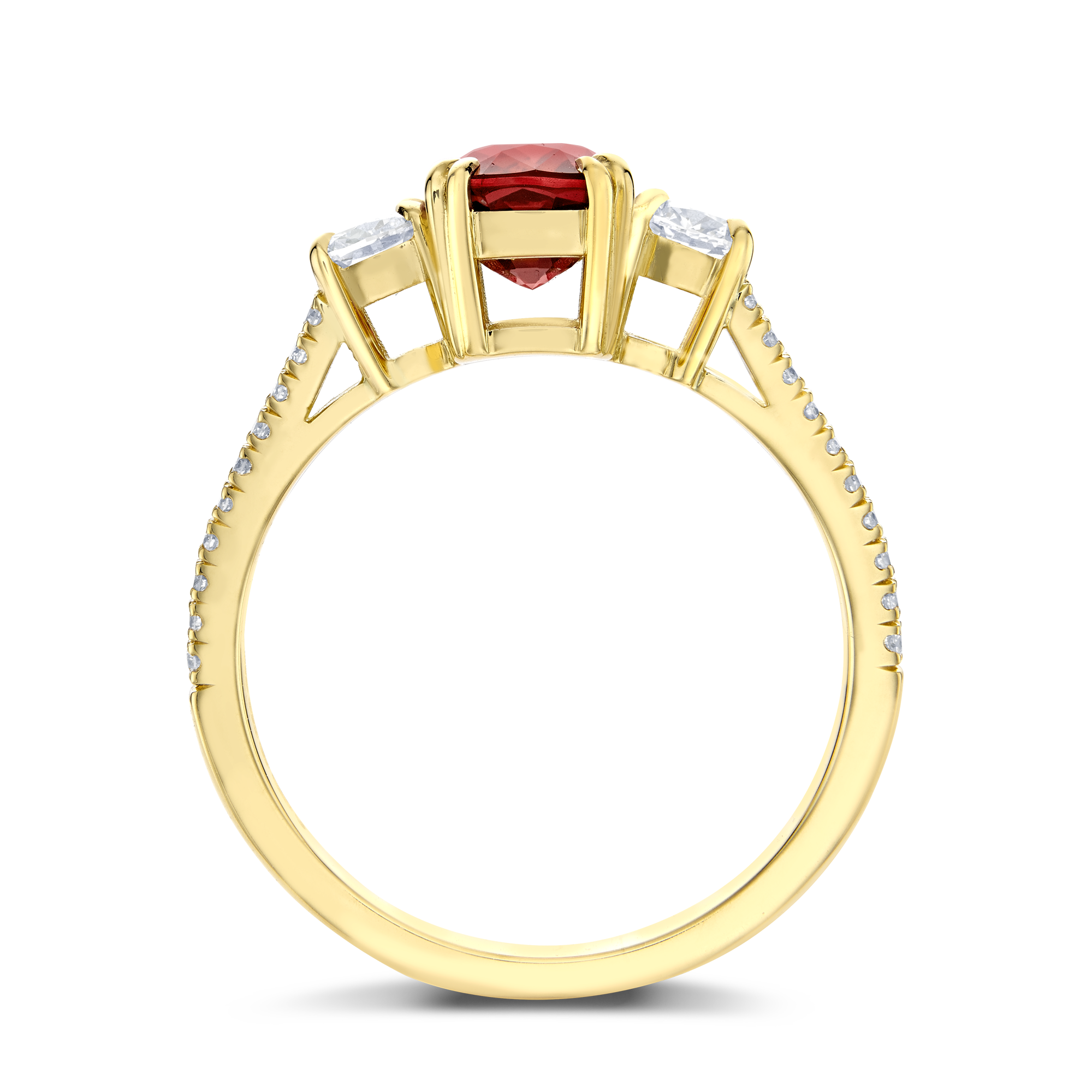 Mozambique 2.04ct Ruby and Diamond Three Stone Ring Cushion Cut, Claw Set_3